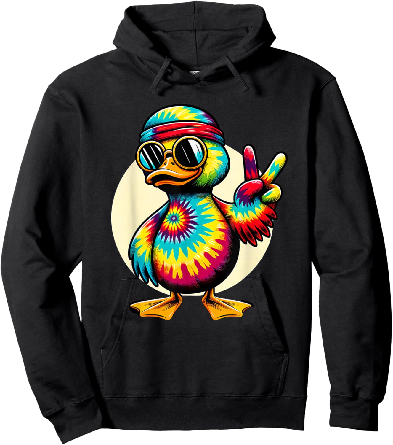 Peace Sign Tie Dye Duck Hoodie - Hoodie | Black