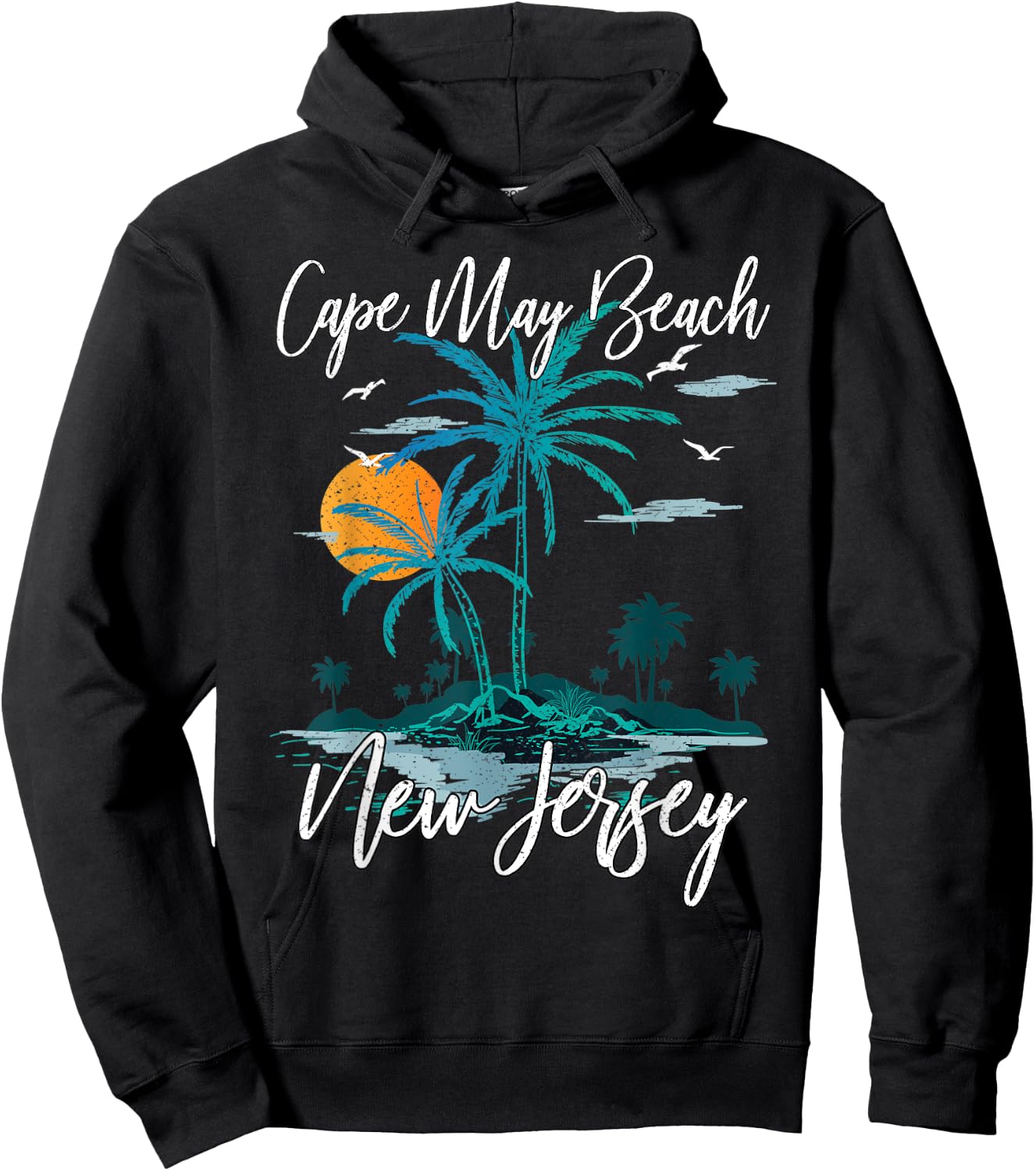 Family Vacation Retro Sunset New Jersey Cape May Beach Women Kids Hoodie - Hoodie | Black