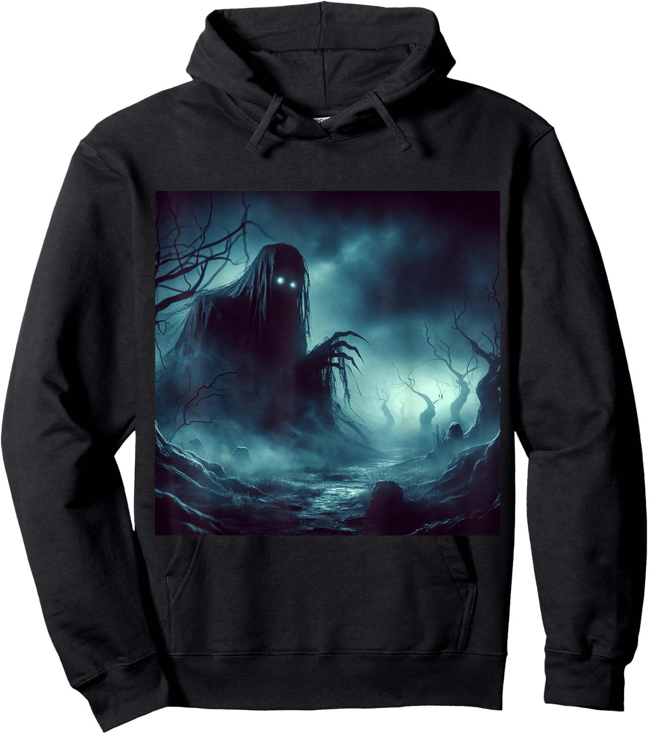 Haunted Cemetery Undead Monster and Halloween Scary Graphic Hoodie - Hoodie | Black
