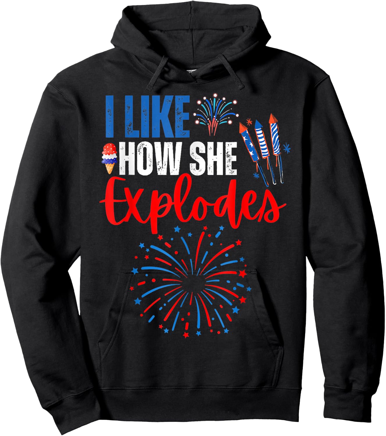 I Like How She Explodes Fireworks Funny Couple 4th Of July Hoodie - Hoodie | Black