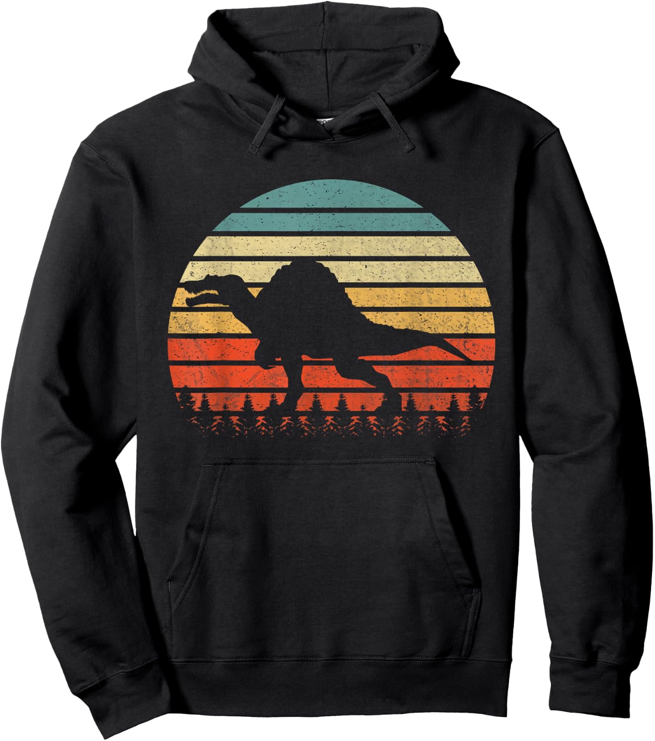 Vintage Spinosaurus Dinosaurus Sunset Retro Hoodie - Hoodie | Black