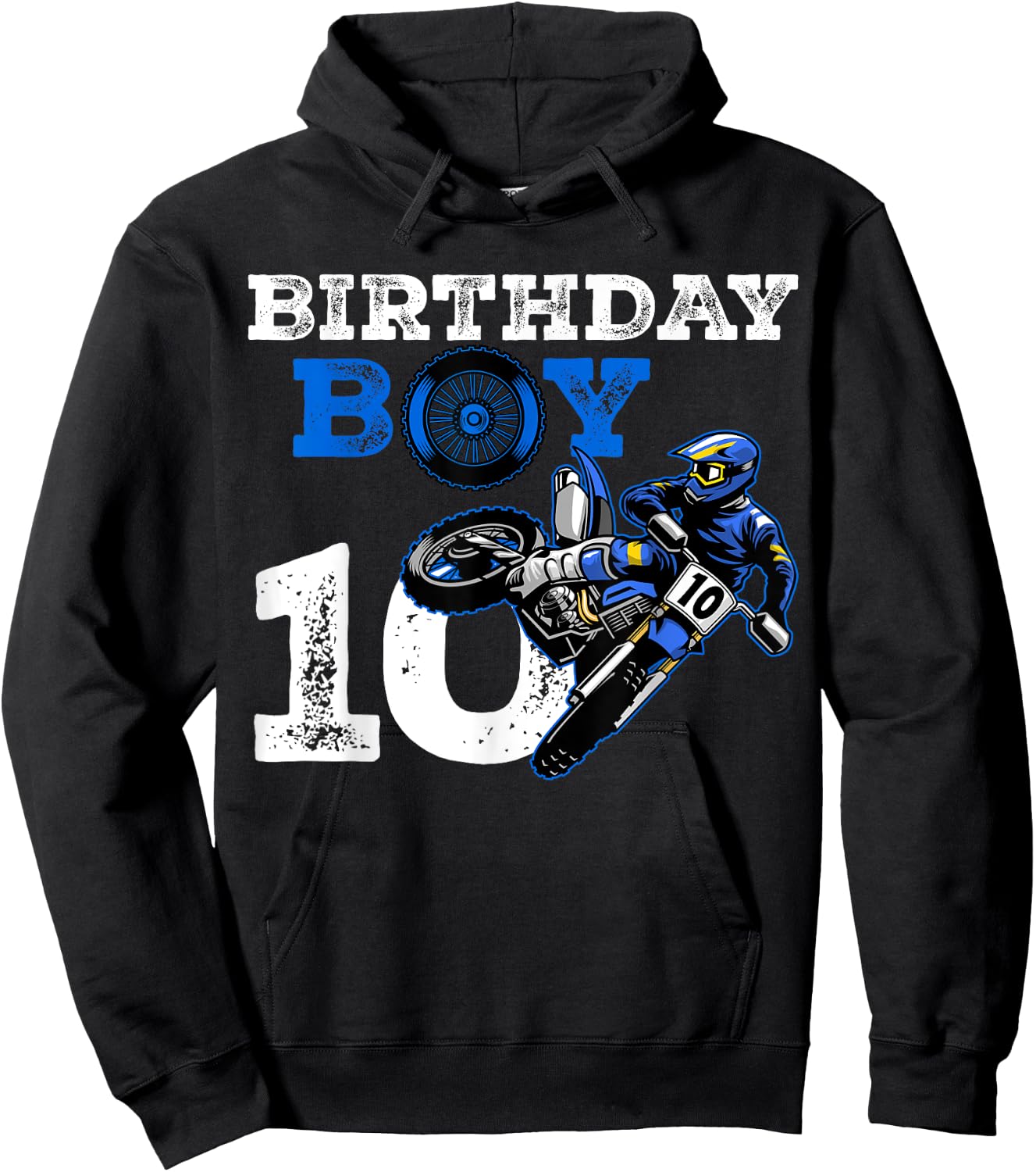 10th Birthday Motocross Mx Dirt Bike 10 Year Old Funny B-Day Hoodie - Hoodie | Black