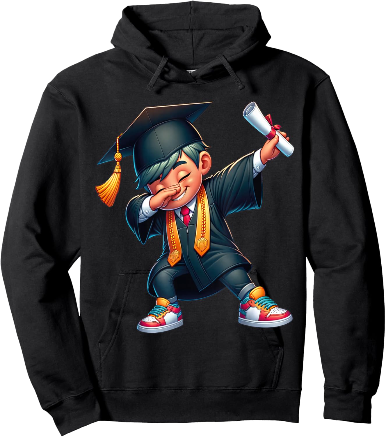 Kids Funny Boys Grad Gifts Dabbing Graduation Class Of 2025 Hoodie - Hoodie | Black