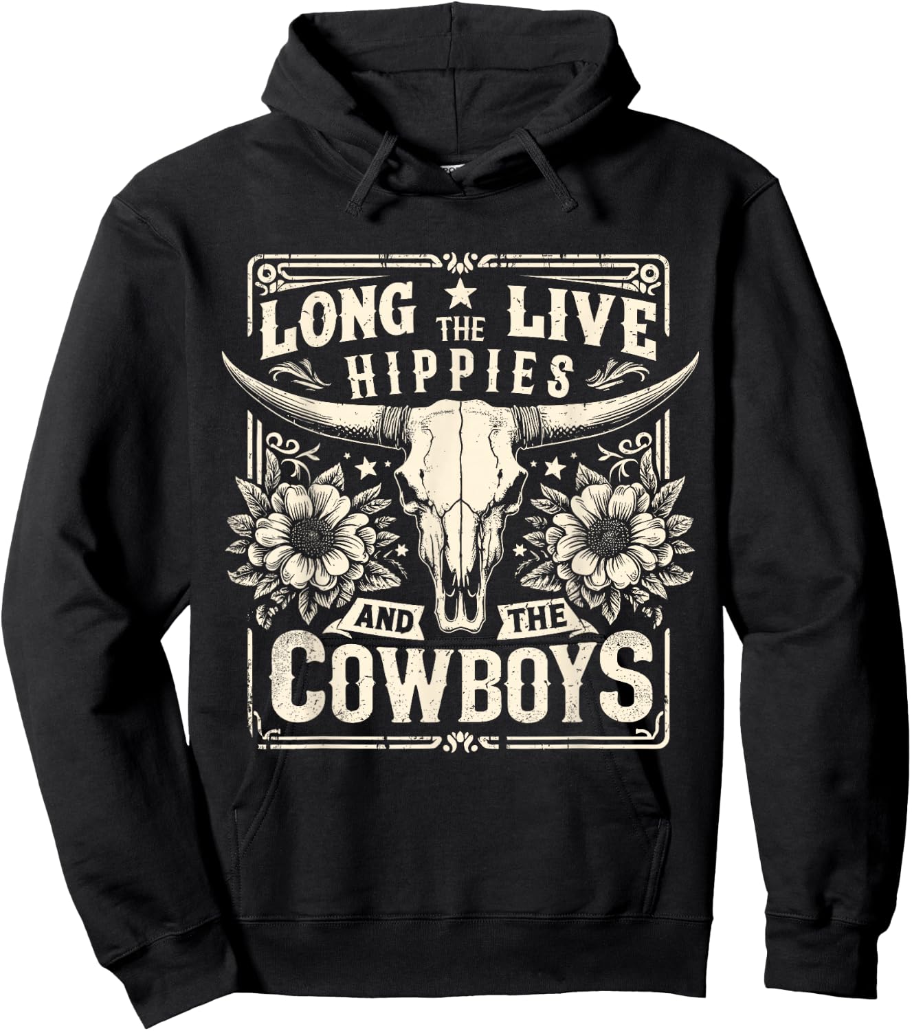 Long Live The Hippies And The Cowboys Country Hoodie - Hoodie | Black