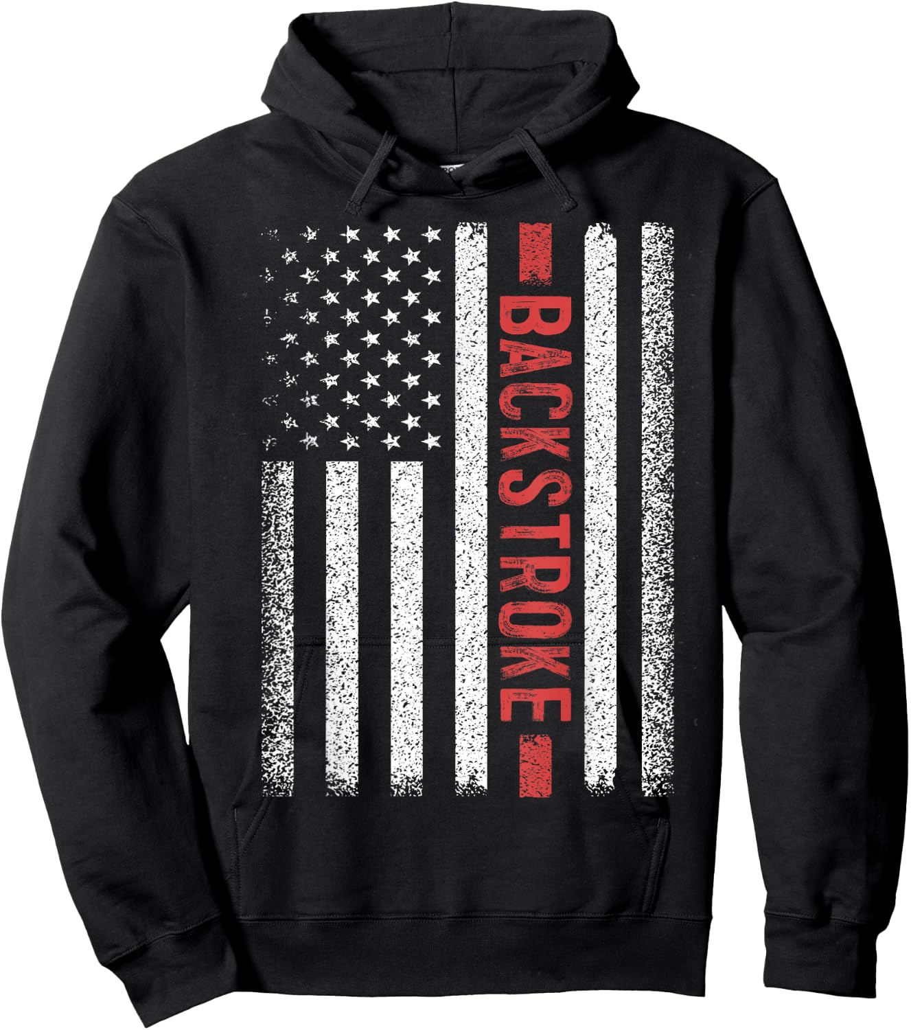 Backstroke American Flag 4th of July Back Crawl Swimmer Hoodie - Hoodie | Black