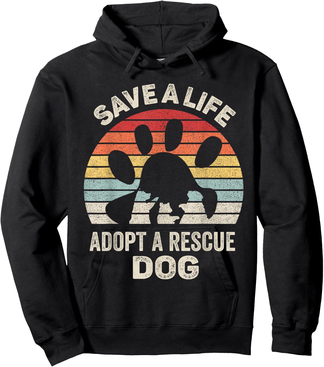 Vintage Retro Save A Life Adopt A Rescue Dog Hoodie - Hoodie | Black