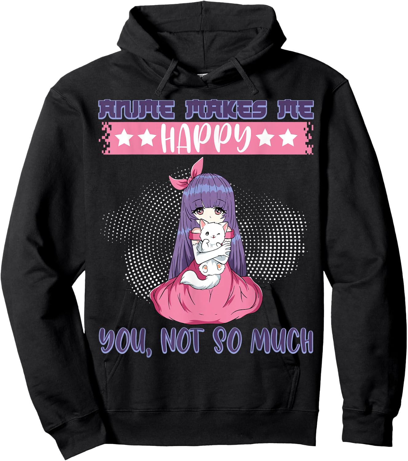 Anime Makes Me Happy You, Not So Much Episode Anime Cast Cat Hoodie - Hoodie | Black