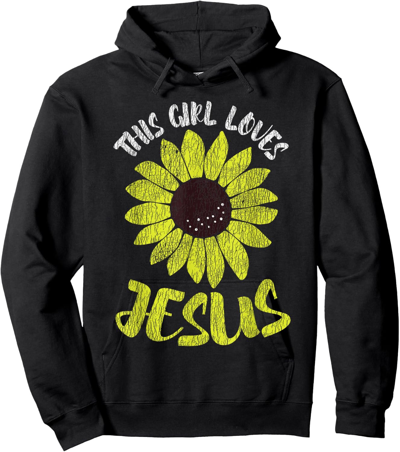 Vintage Sunflower This Girl Loves Jesus Women Christian Hoodie - Hoodie | Black