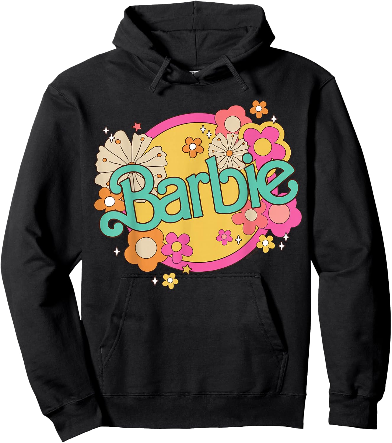Barbie Retro Logo with Flowers Hoodie - Hoodie | Black