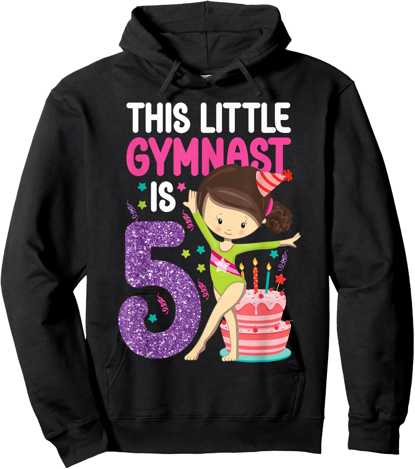 Gymnastics 5th Birthday This Little Gymnast Is 5 Hoodie - Hoodie | Black