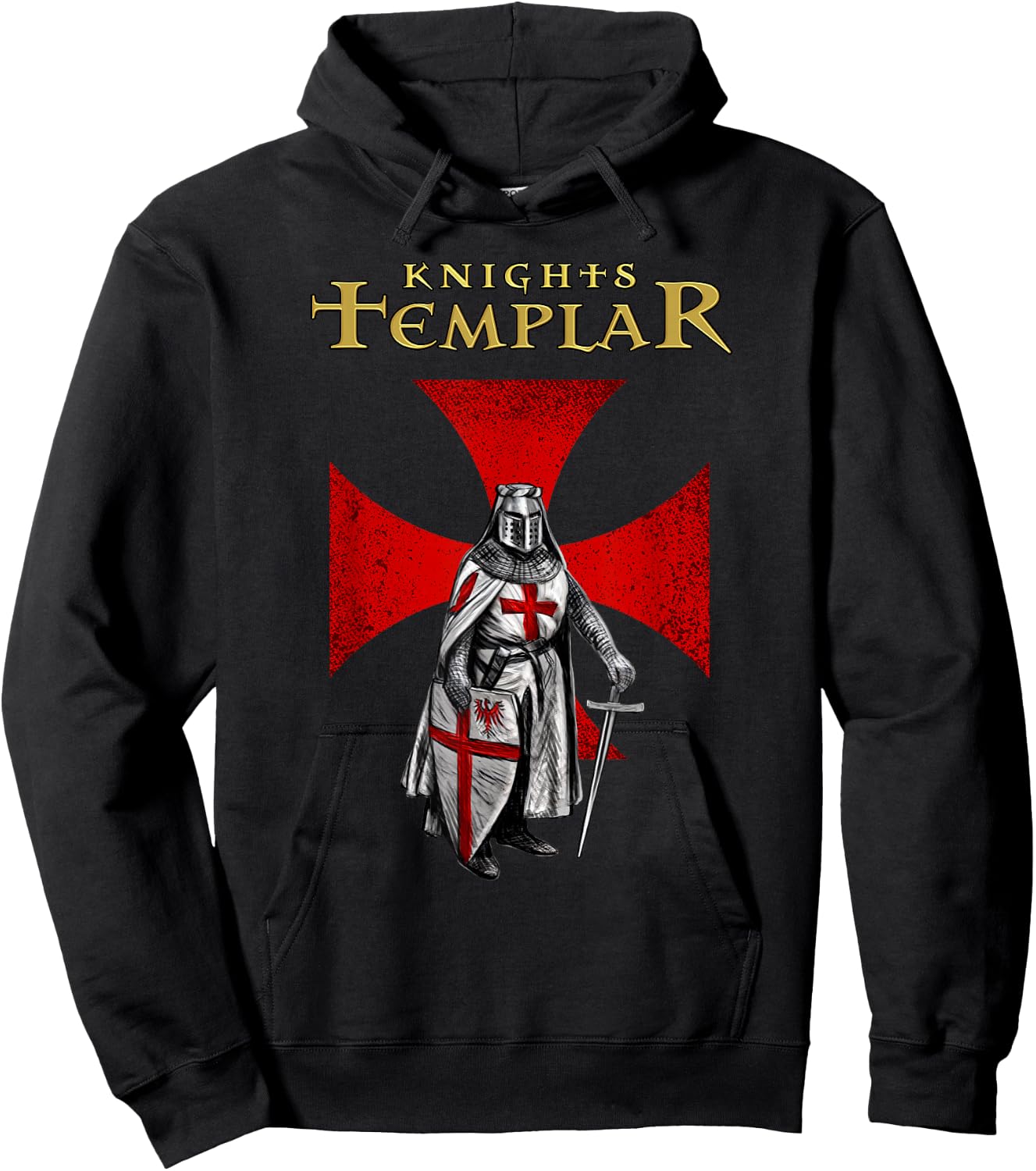 A Warrior of Christ Knights Templar Distressed Cross Hoodie - Hoodie | Black