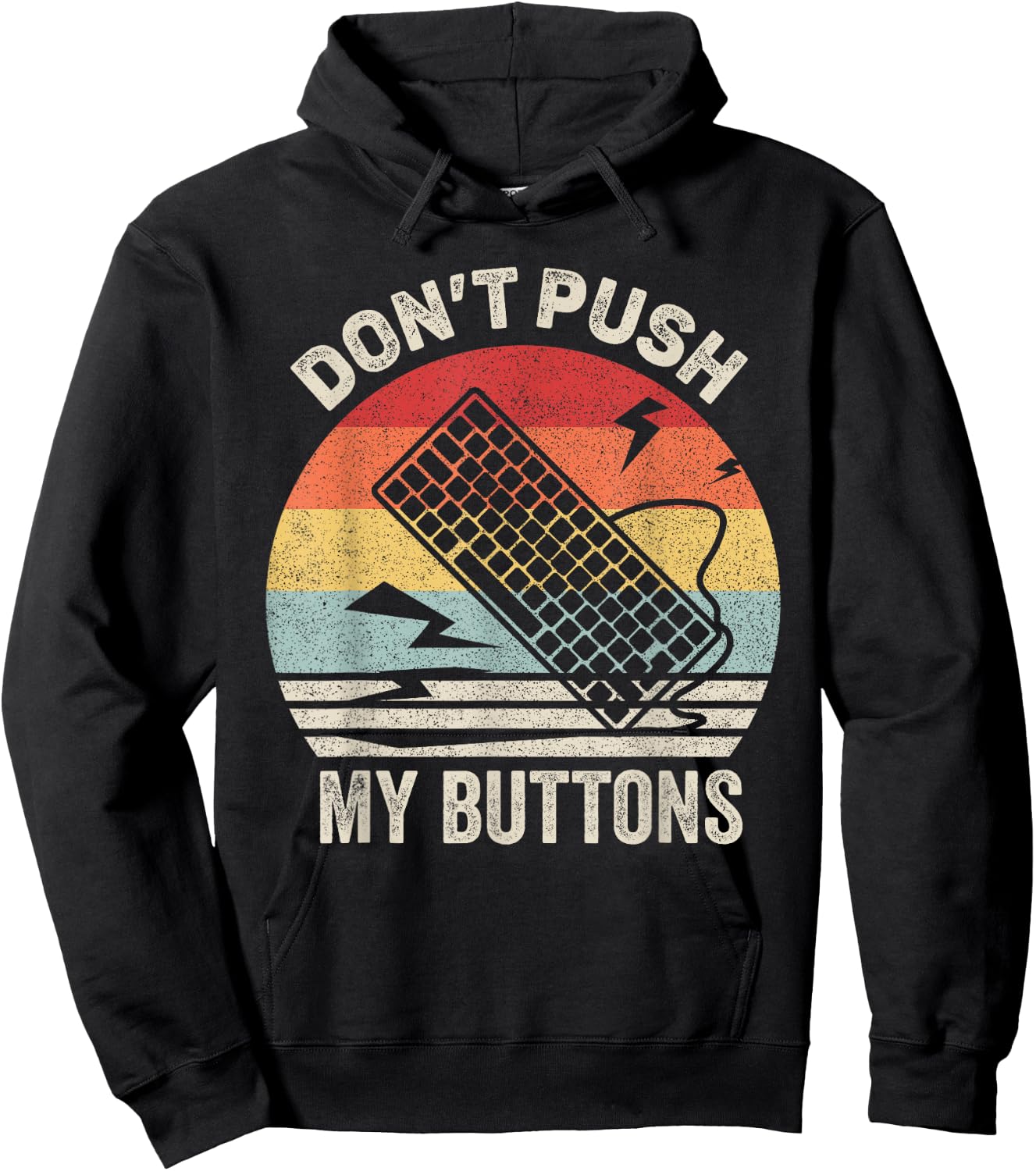 Vintage Retro Don't Push My Buttons Shirt Computer Geek Hoodie - Hoodie | Black