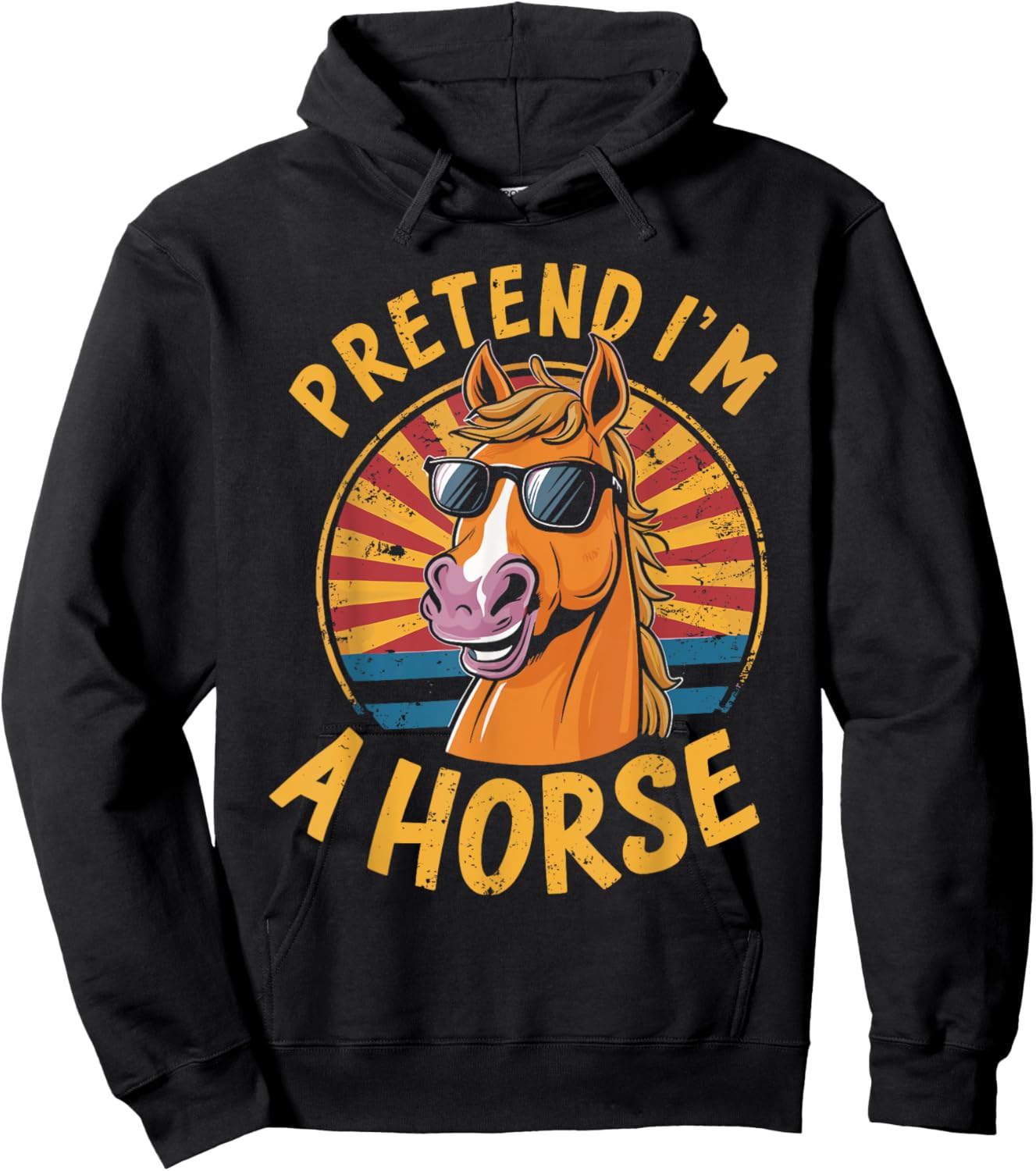 Pretend I'm A Horse Funny Lazy Halloween Matching Costume Hoodie - Hoodie | Black