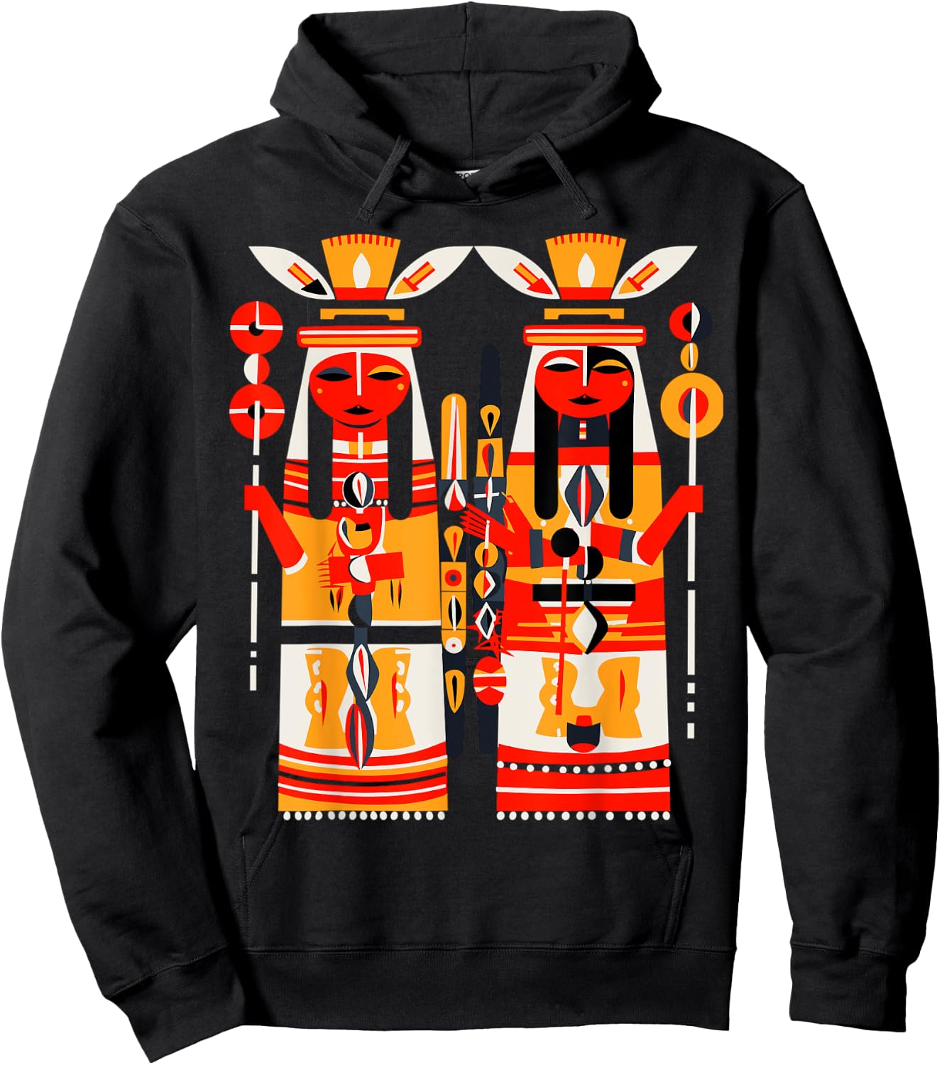 Native American Art Style Hopi Katsina Dolls Hoodie - Hoodie | Black