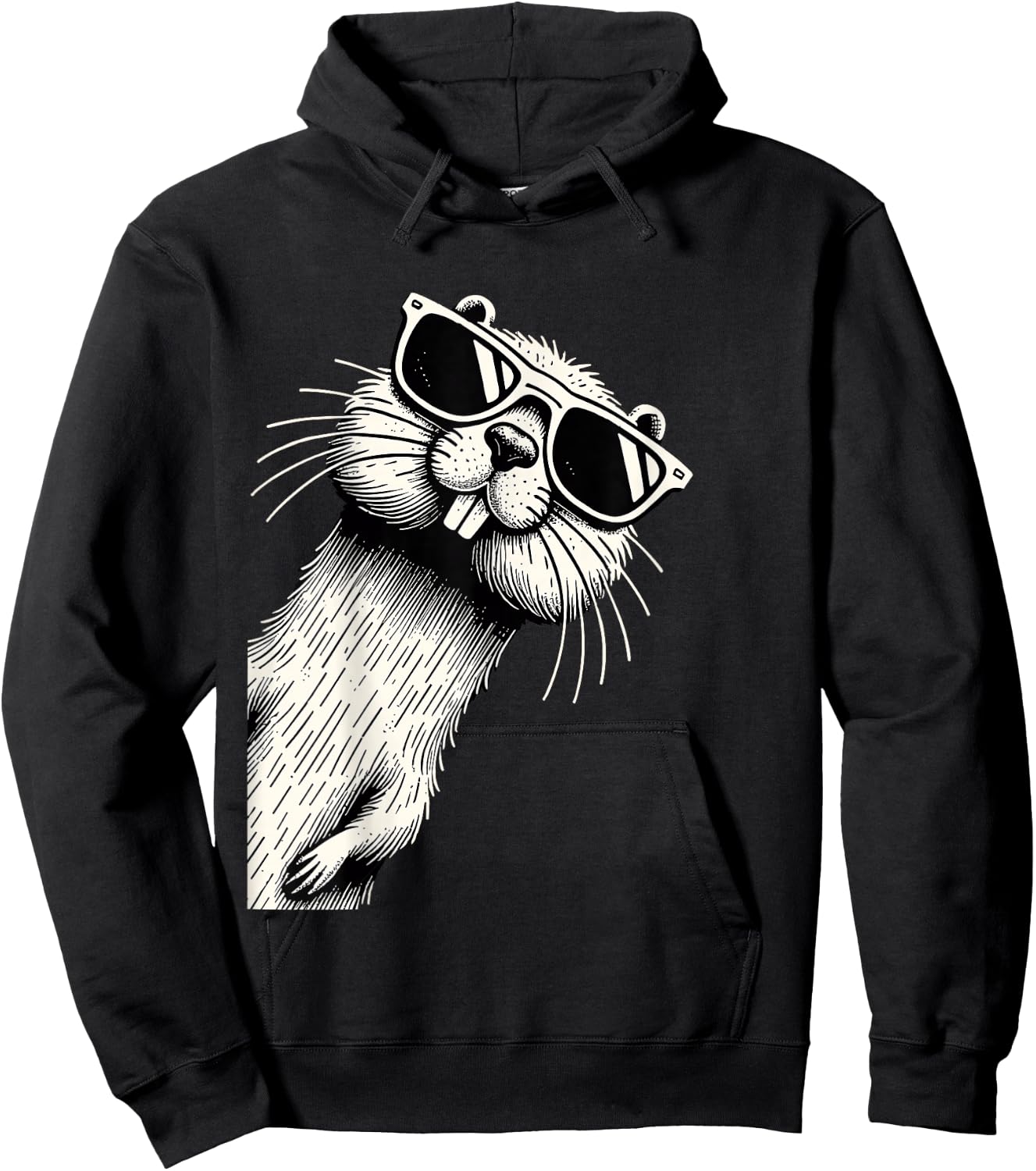 Funny Beaver Wearing Sunglasses Cool Beaver Hoodie - Hoodie | Black