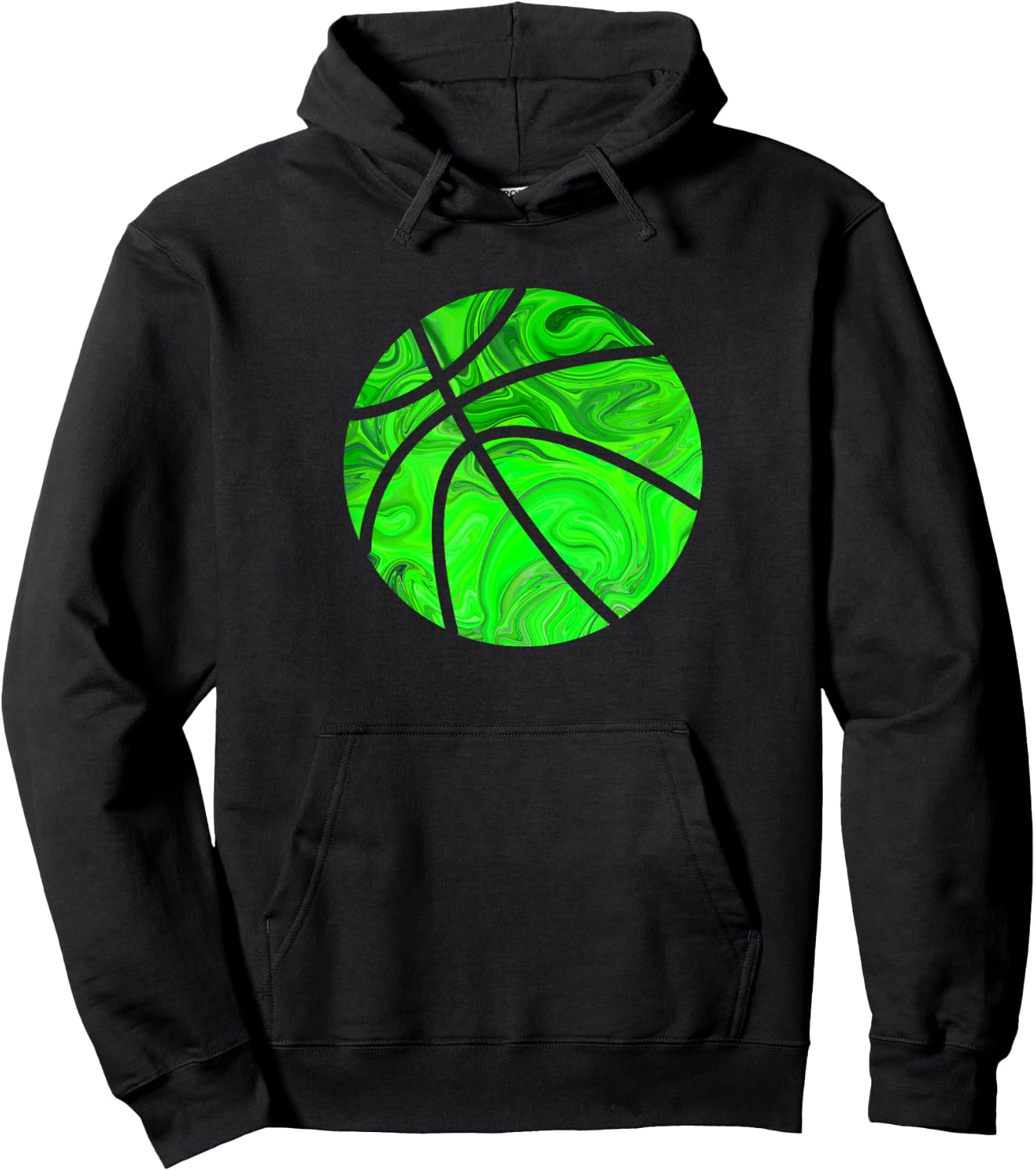 Basketball Ball Green Watercolor Gift Men Women Kids Hoodie - Hoodie | Black