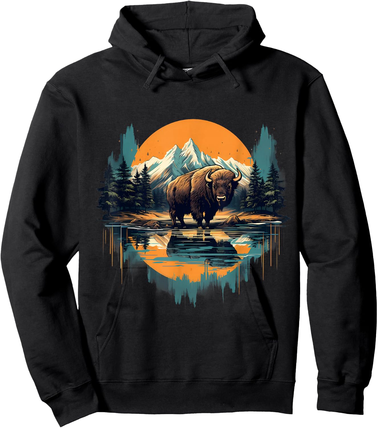 Buffalo Wildlife Animal Art Artwork Bison Savanna Nature Hoodie - Hoodie | Black