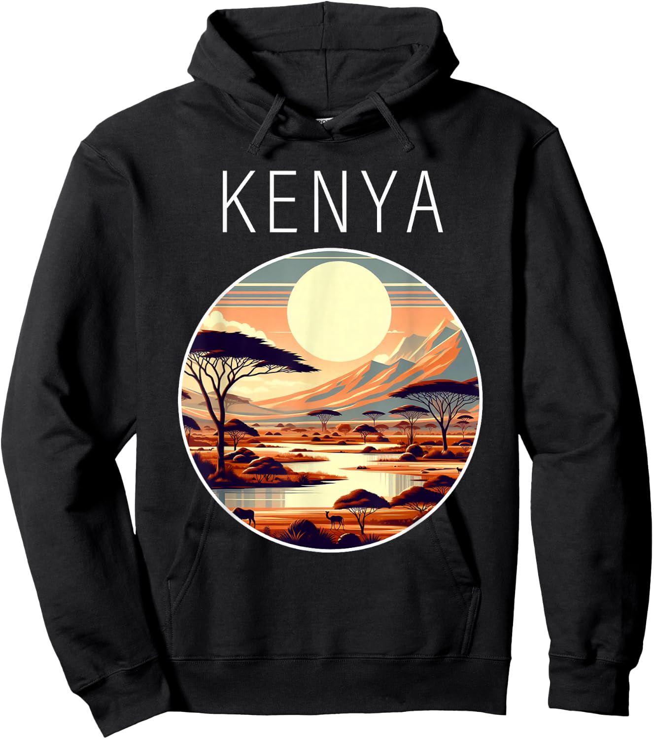 Kenya Scenery Art Deco Hoodie - Hoodie | Black