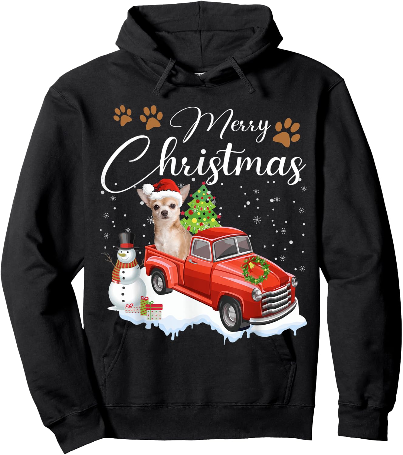 Merry Christmas Chihuahua Christmas Dog Gifts Hoodie - Hoodie | Black