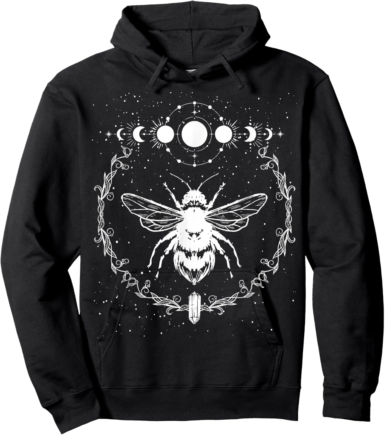 Bee Moon Phases, Crystals Gothic Punk Style Honey Original Hoodie - Hoodie | Black