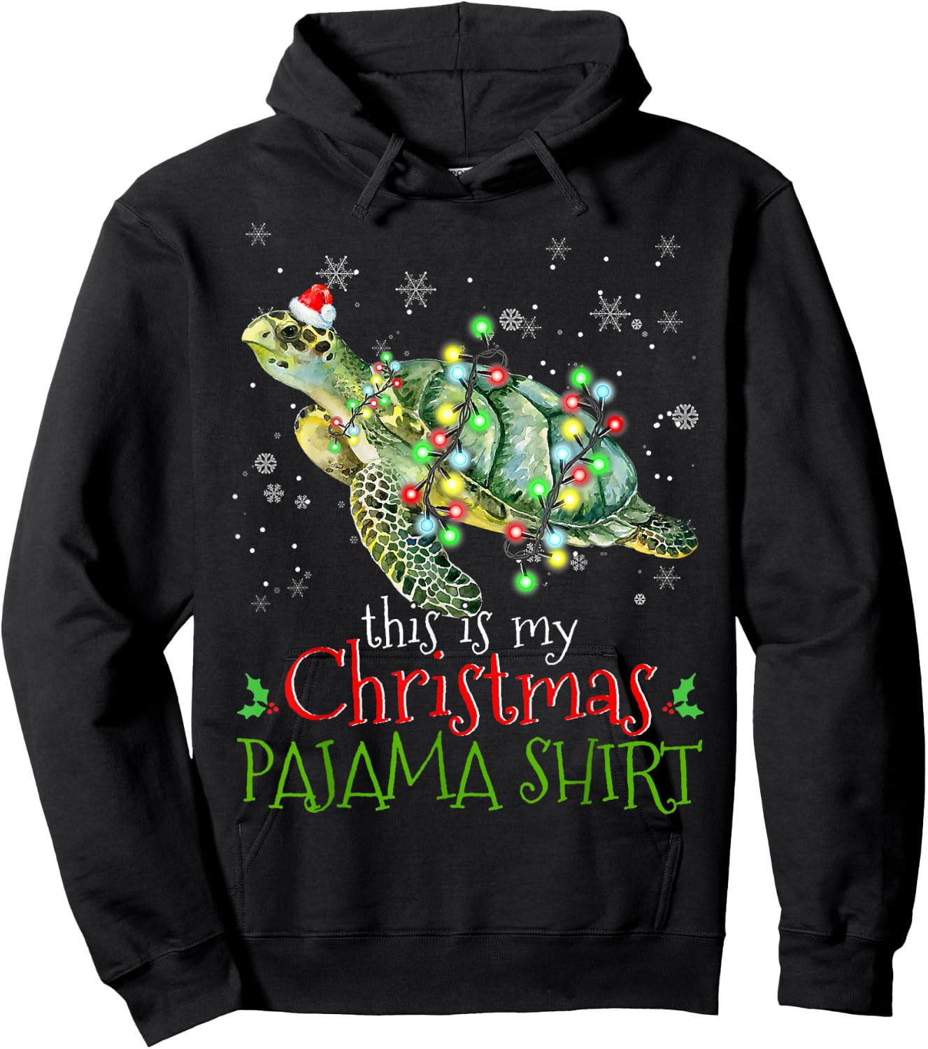This is My Christmas Pajama Shirt Sea Turtle Christmas Hoodie - Hoodie | Black