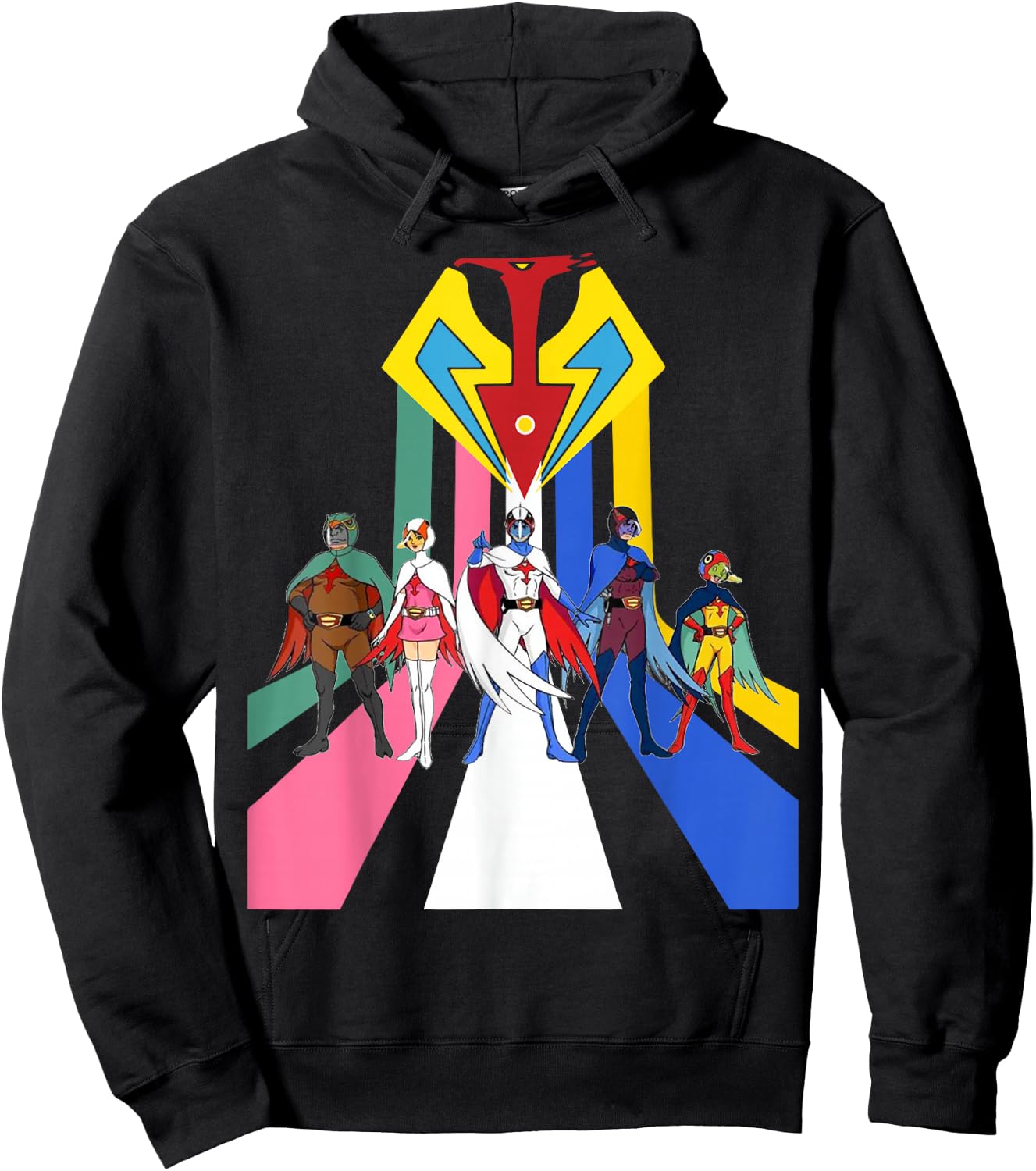 Gatachaman G Force, Battle for The Planets Retro Group Hoodie - Hoodie | Black