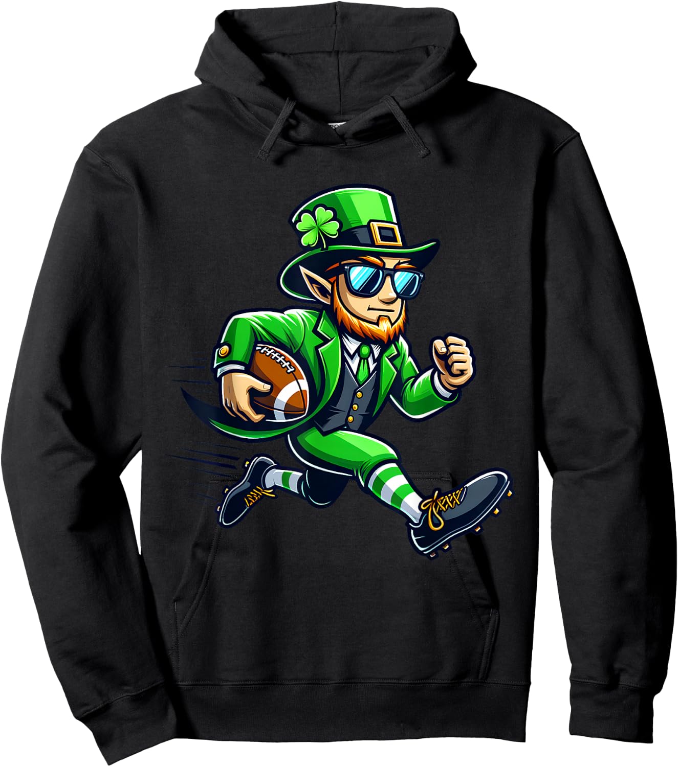 Leprechaun Playing Football St Patricks Day Sport Boys Hoodie - Hoodie | Black