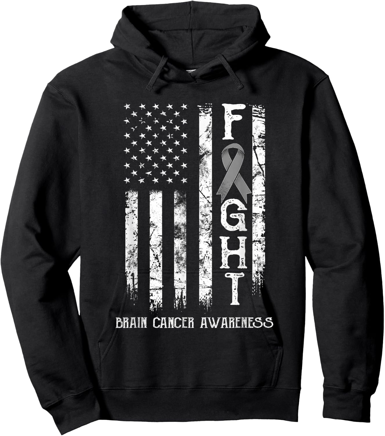 Brain Cancer Warrior US Flag Hoodie - Hoodie | Black