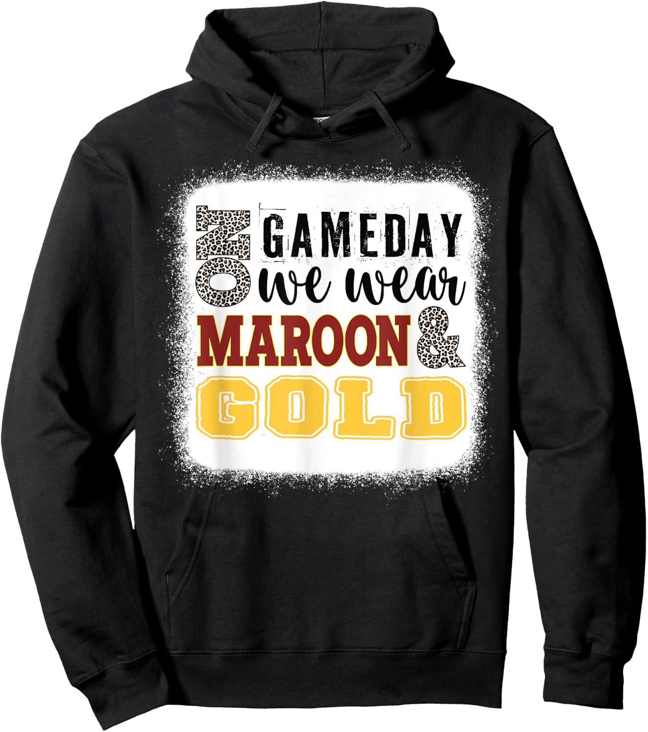 On Gameday Football We Wear Maroon And Gold Leopard Print Hoodie - Hoodie | Black