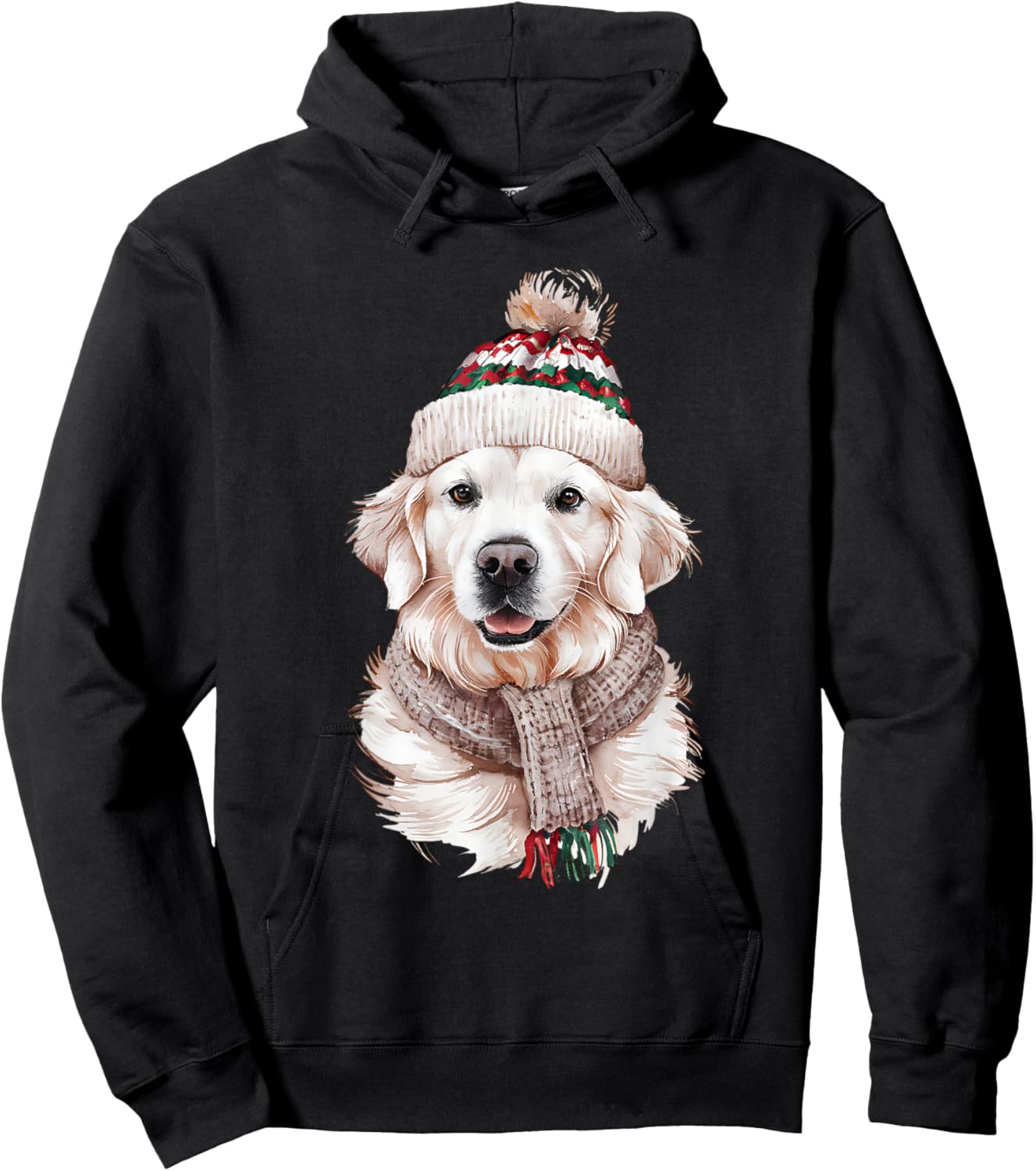 White English Cream Golden Retriever Mom Dog Puppy Christmas Men Women Kids Hoodie - Hoodie | Black