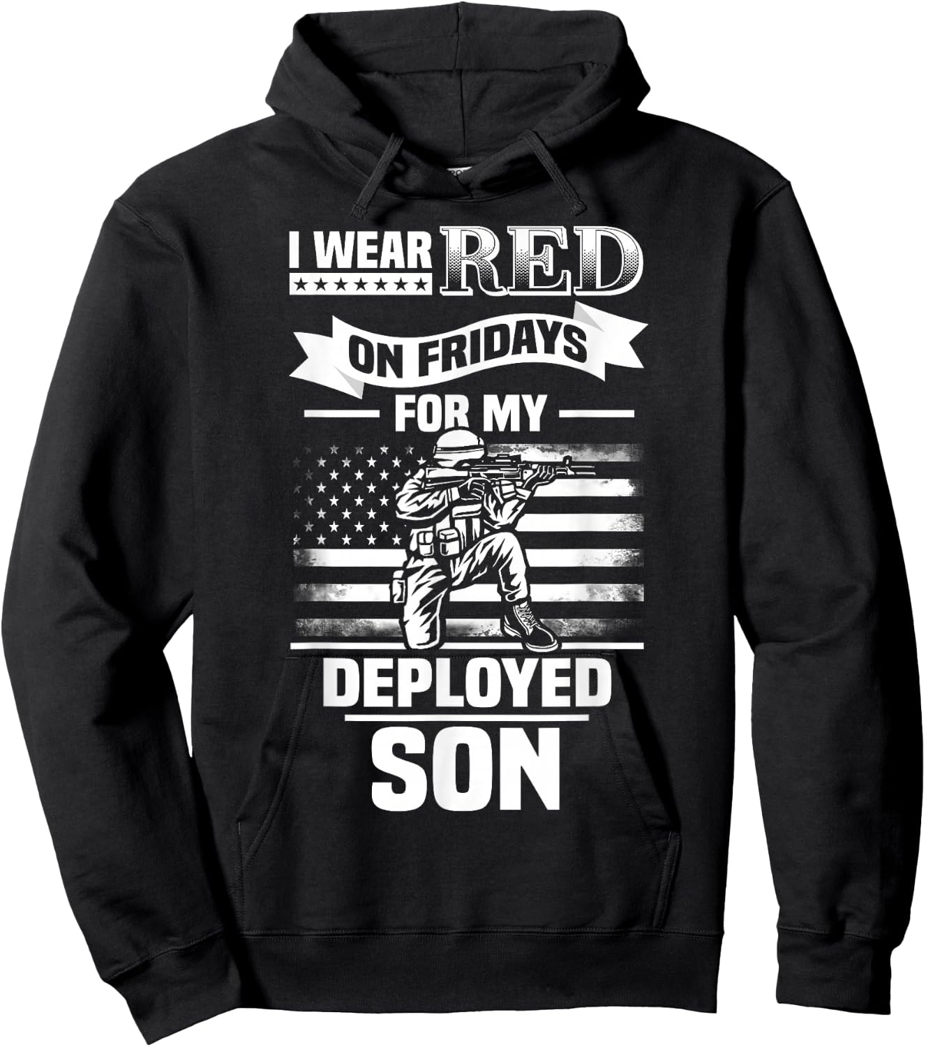 Red Friday For My Son Military Troops Deployed Wear Hoodie - Hoodie | Black