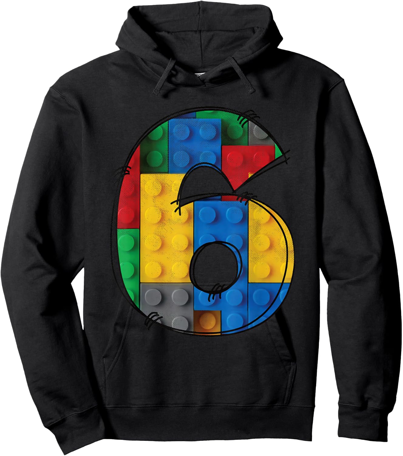 6 Years Old Blocks Building 6th Birthday Kid Master Builder Hoodie - Hoodie | Black
