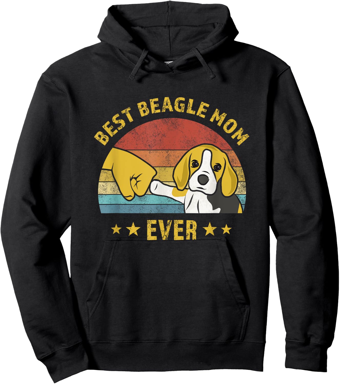 Cute Best Beagle Mom Ever Vintage Puppy Lover Design Hoodie - Hoodie | Black