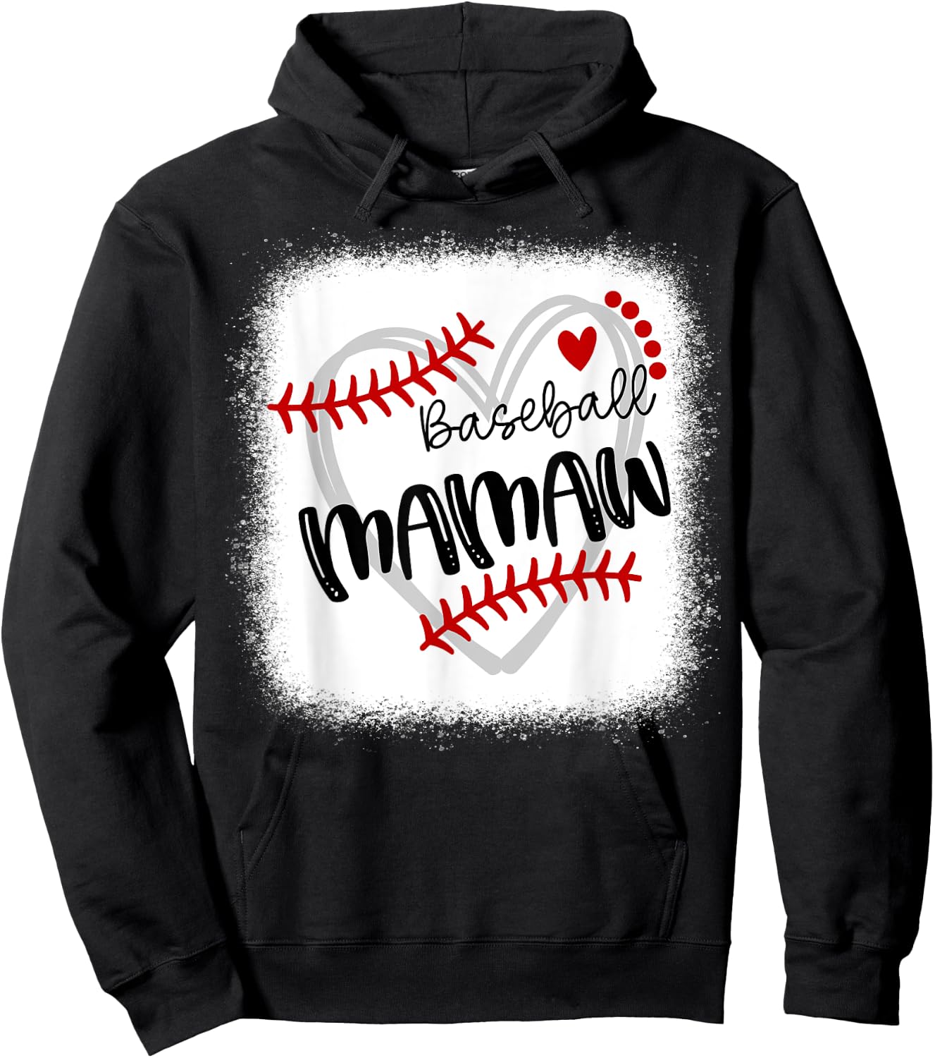 Personalized Baseball Heart Cute Mamaw Women Baseball Hoodie - Hoodie | Black