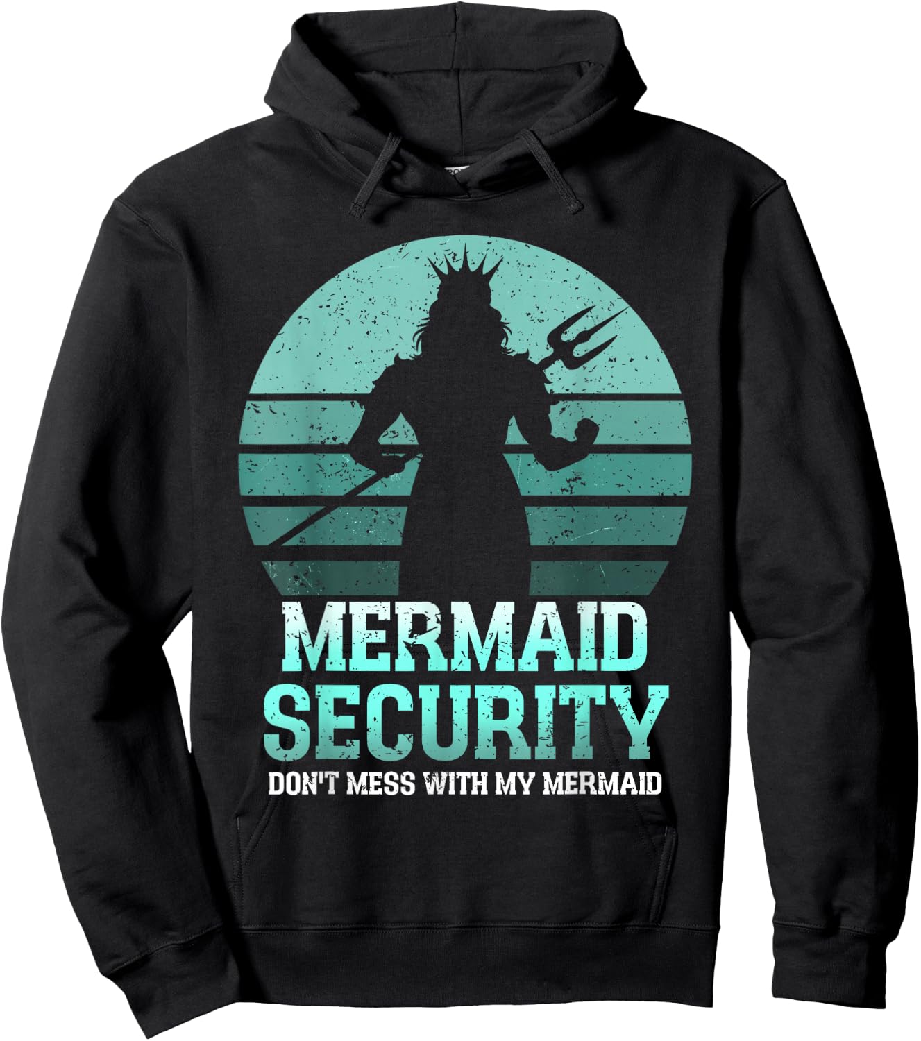 Mermaid Security Funny Vintage Birthday Party Dad Father Day Hoodie - Hoodie | Black