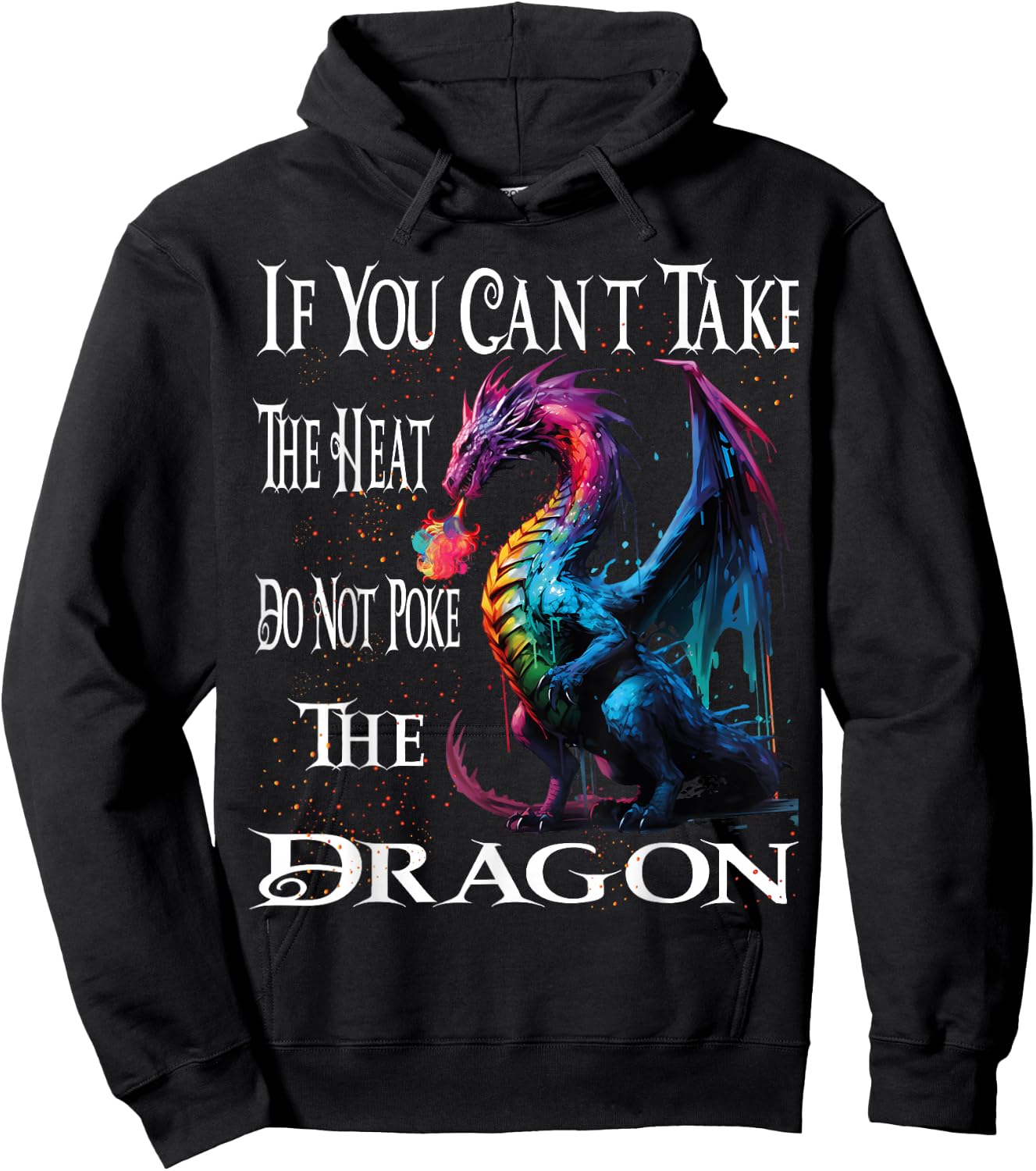 Flying Mythical Creature Cool Dragon Flame-Spewing Dragon Hoodie - Hoodie | Black