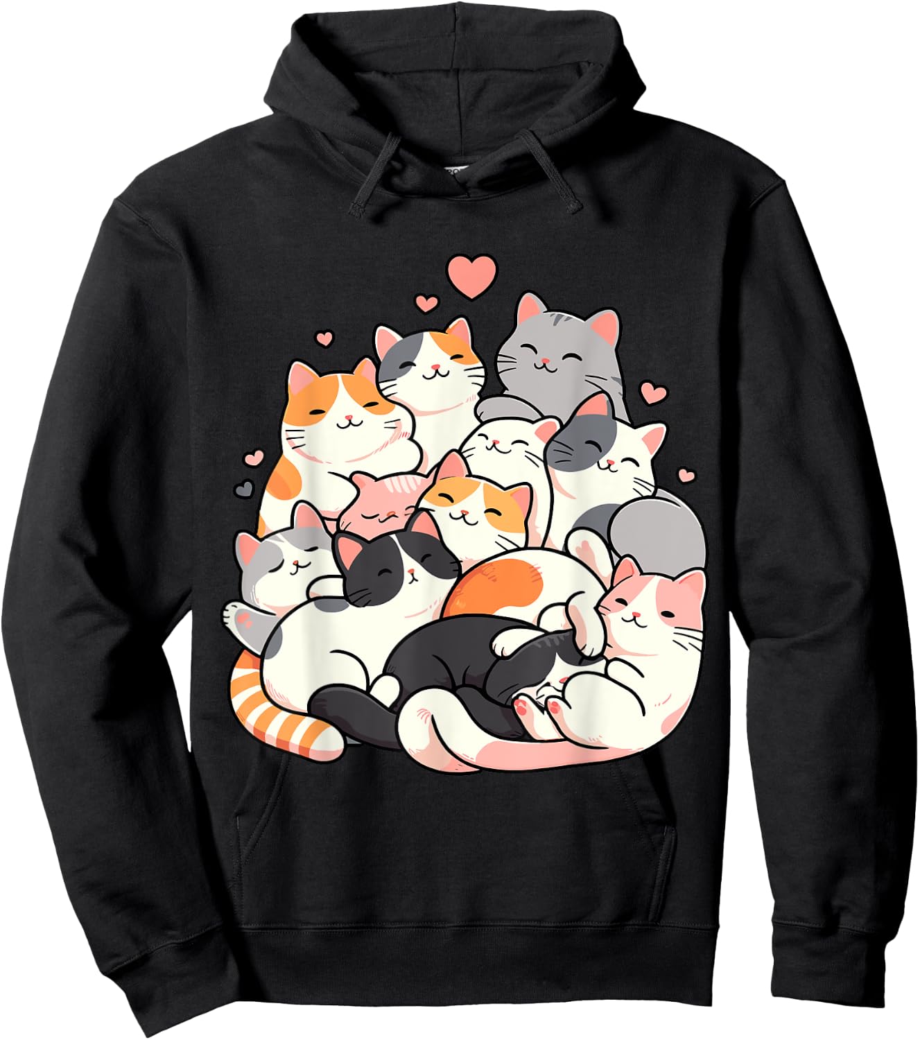Cute Cats Kitty Anime Kawaii Hoodie - Hoodie | Black