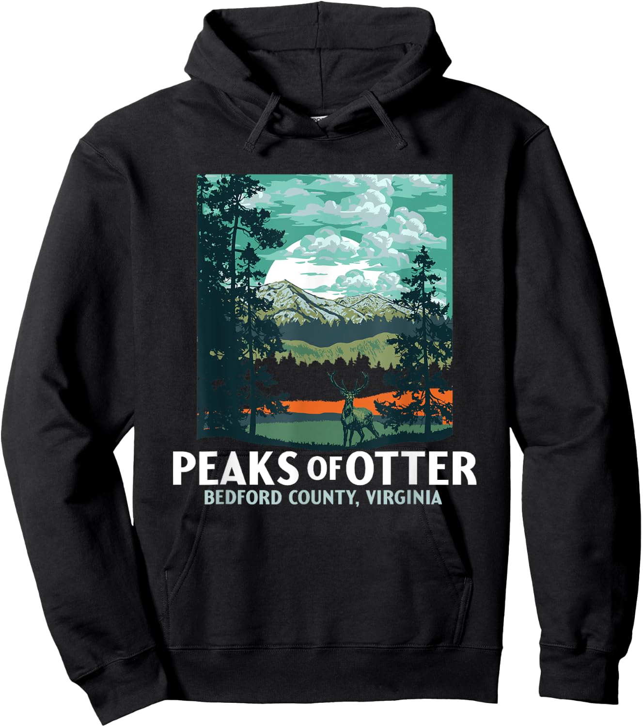 Peaks of Otter Retro Blue Ridge Parkway WPA Style Vintage Hoodie - Hoodie | Black