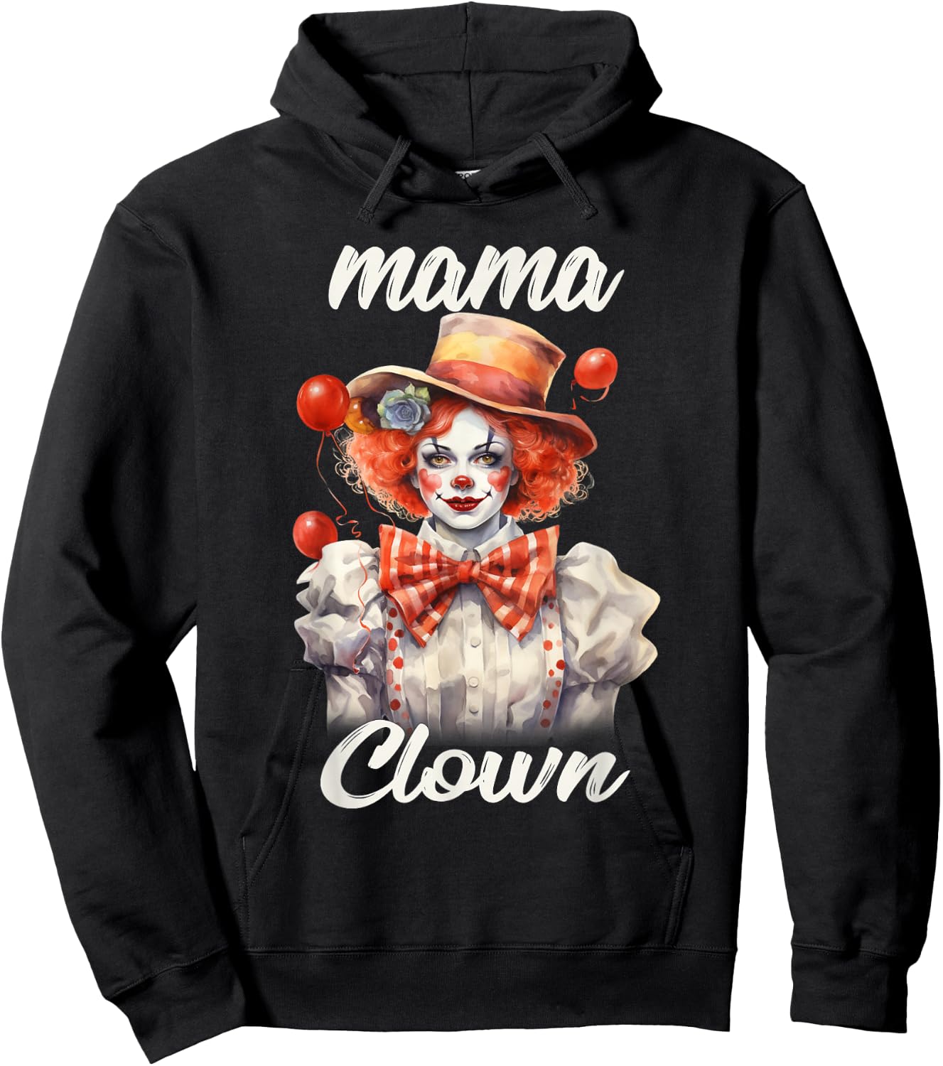 Mama Clown Funny Halloween Costume Mom Clown Hoodie - Hoodie | Black