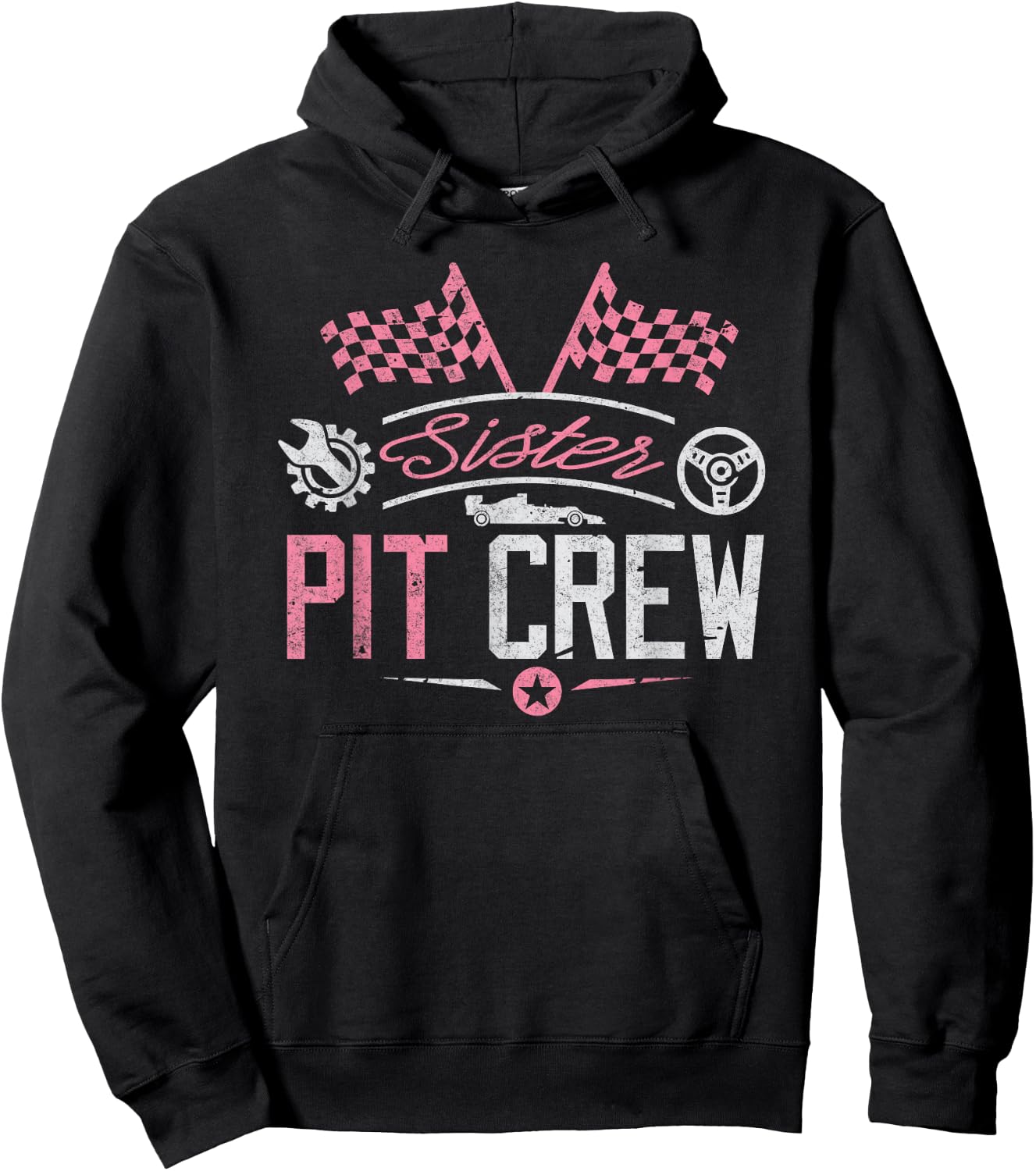 Racing Car Sister Racer Shirt Sister Pit Crew Women Girl Hoodie - Hoodie | Black