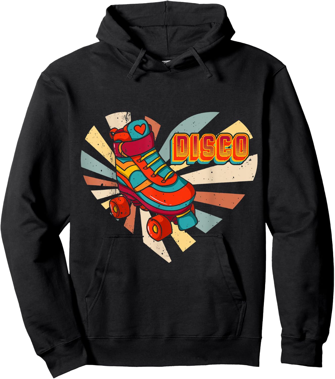 Disco Roller Love Vintage Skates Derby Skating Heart Gift Hoodie - Hoodie | Black
