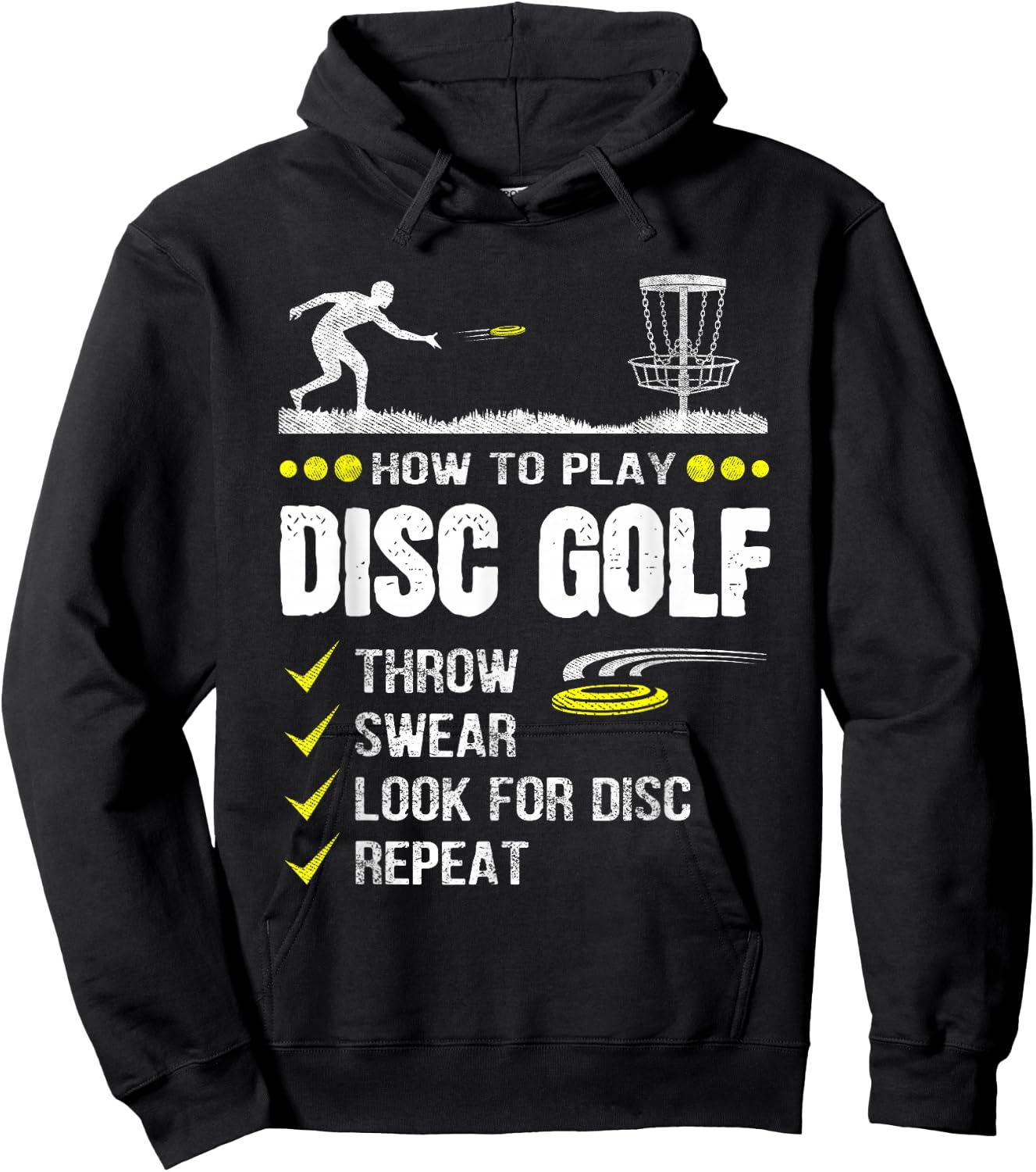How to Play Disc Golf Frisbee Disc Golfer Humor Disc Golfing Hoodie - Hoodie | Black