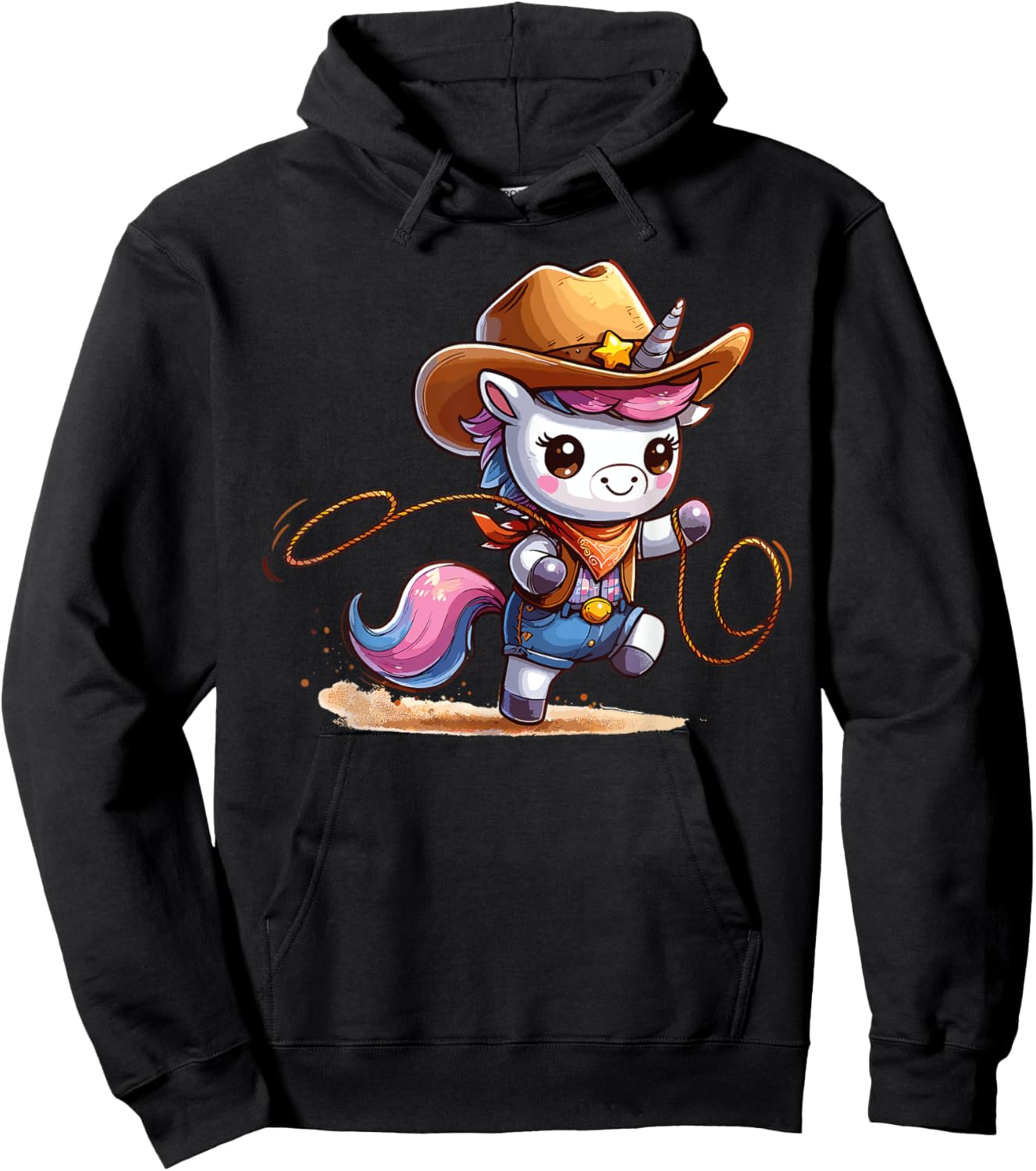 Western Rodeo Cowboy Hat Unicorn Texas Animals Hoodie - Hoodie | Black