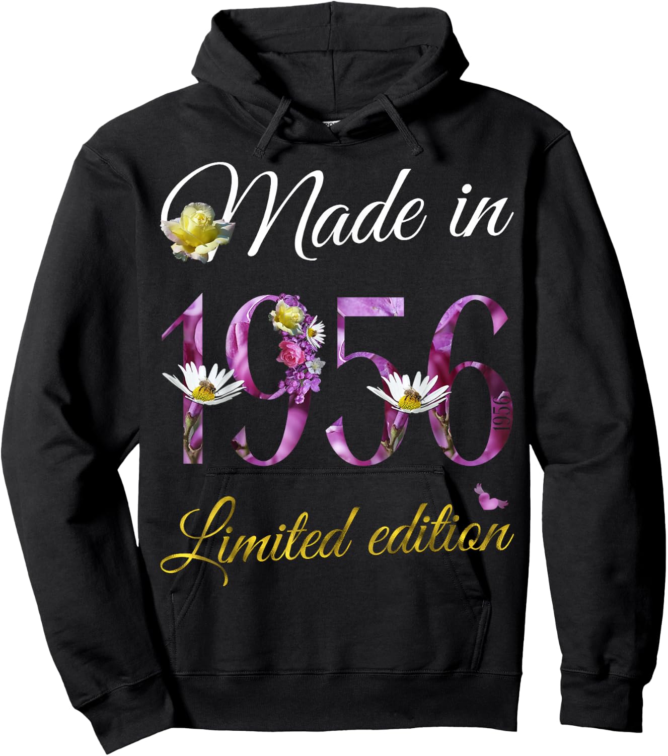 Made in 1956 69 Year Old Floral 1956 69th Birthday Gift Hoodie - Hoodie | Black