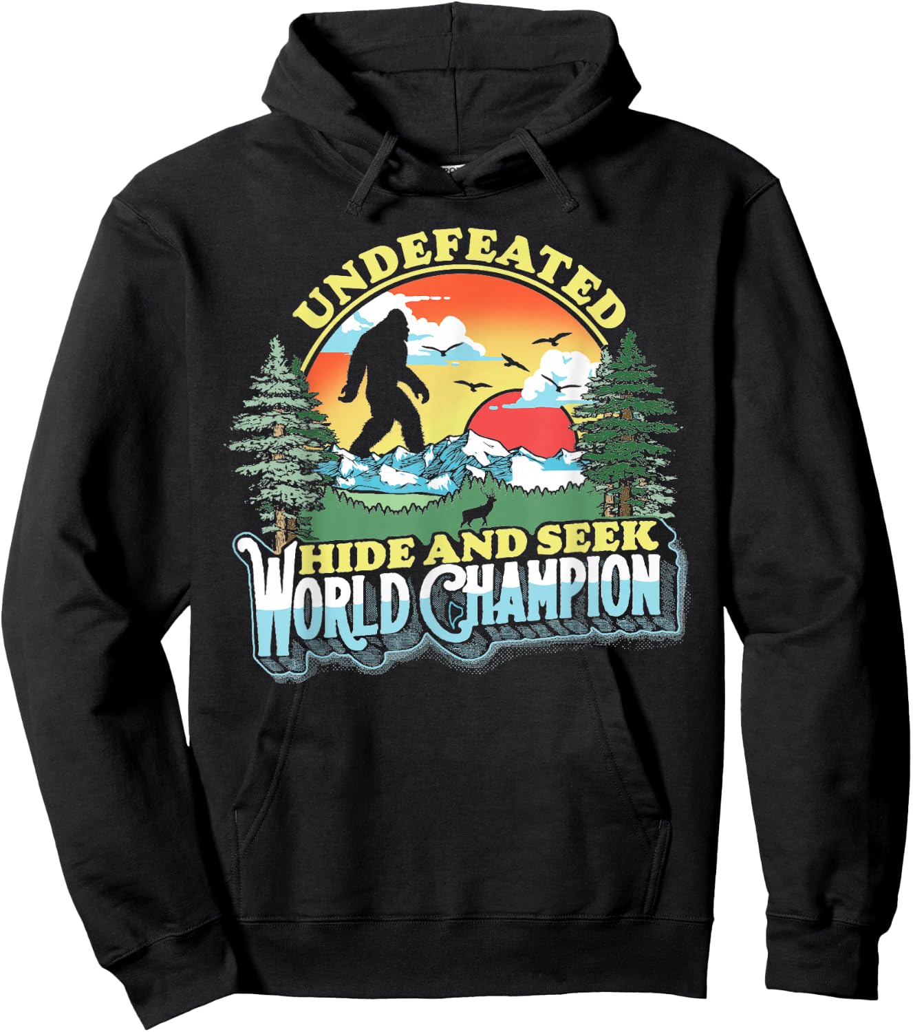 Bigfoot Undefeated Hide and Seek World Champion Vintage 80s Hoodie - Hoodie | Black