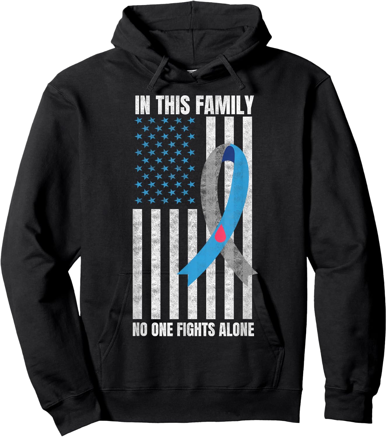 USA Flag Diabetes Type 1 Awareness Hoodie - Hoodie | Black