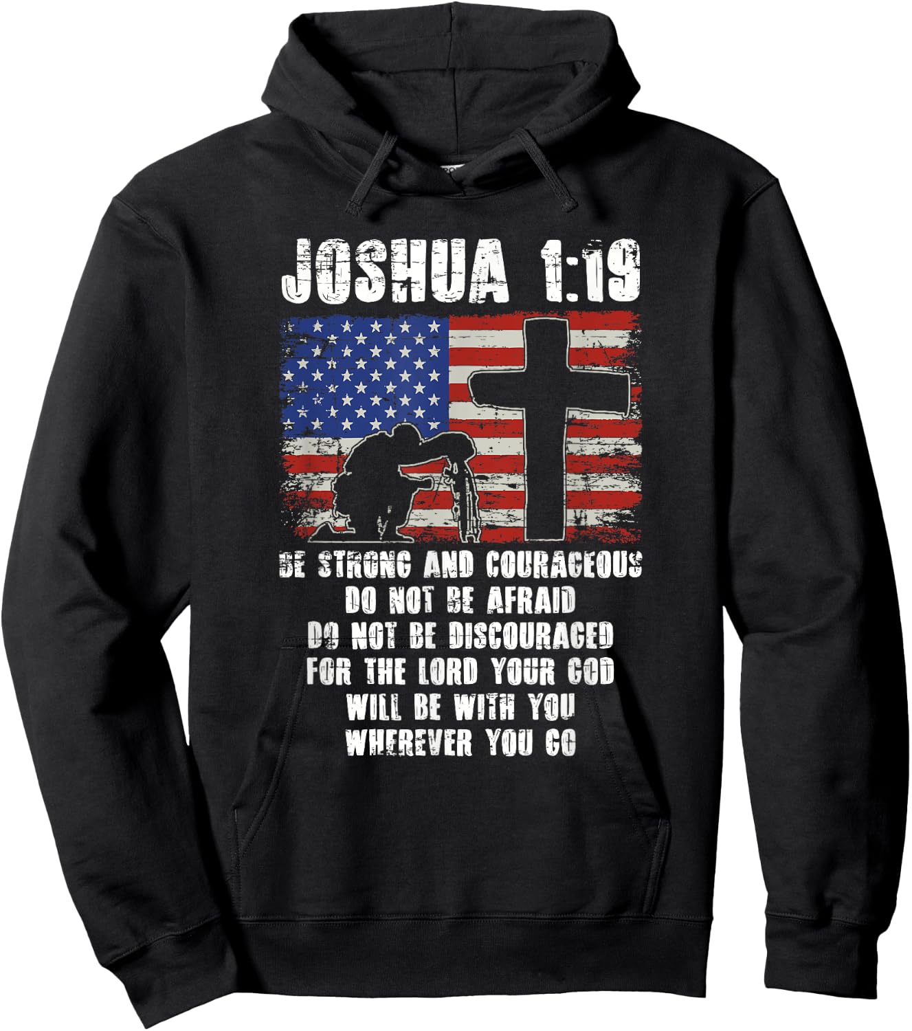 Holy Bible Verse Patriotic Christian Gift USA Flag Prayer Hoodie - Hoodie | Black