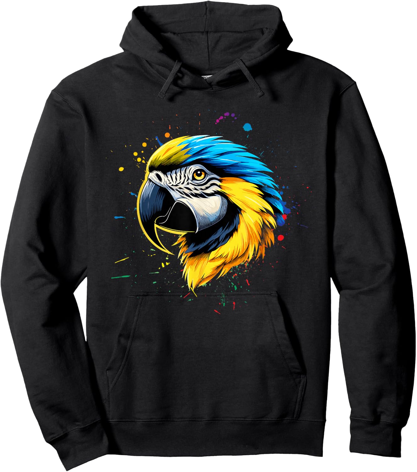 Blue Yellow Macaw Face Watercolor Macaw Hoodie - Hoodie | Black