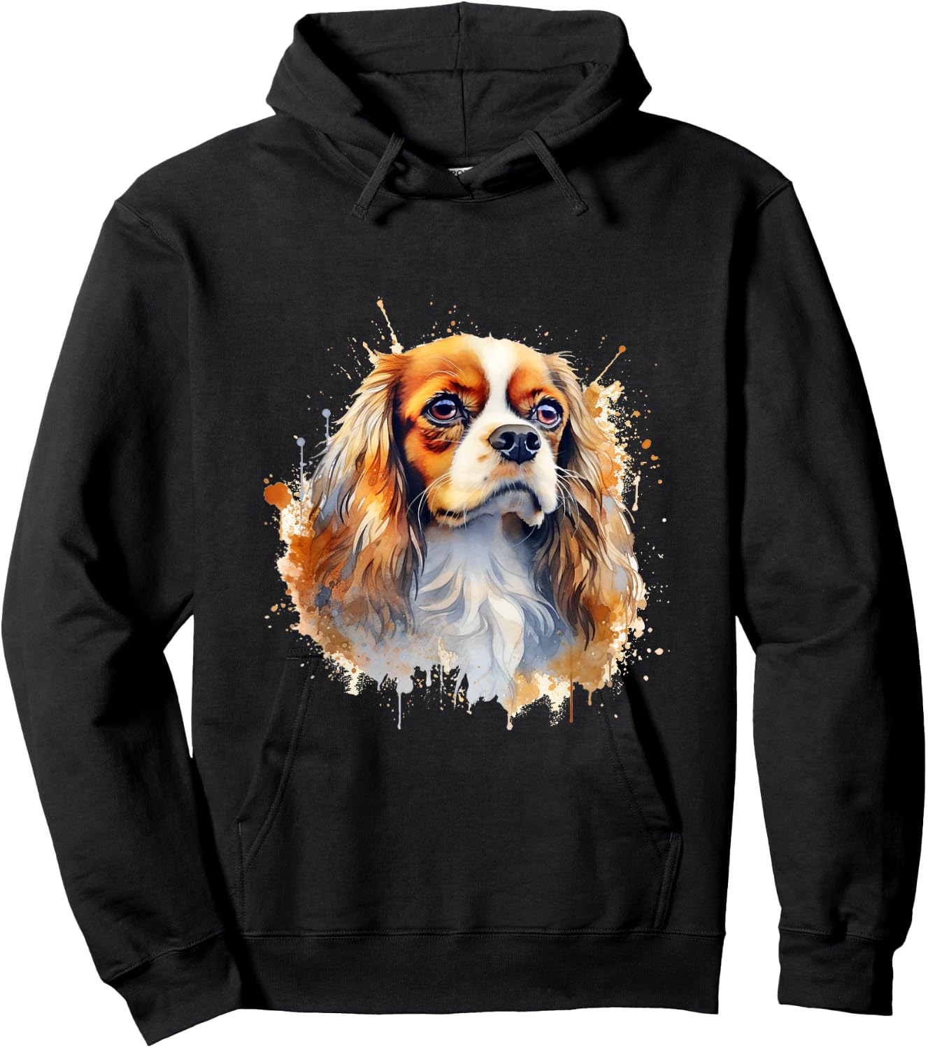 Cavalier King Charles Spaniel Watercolor Dog Hoodie - Hoodie | Black