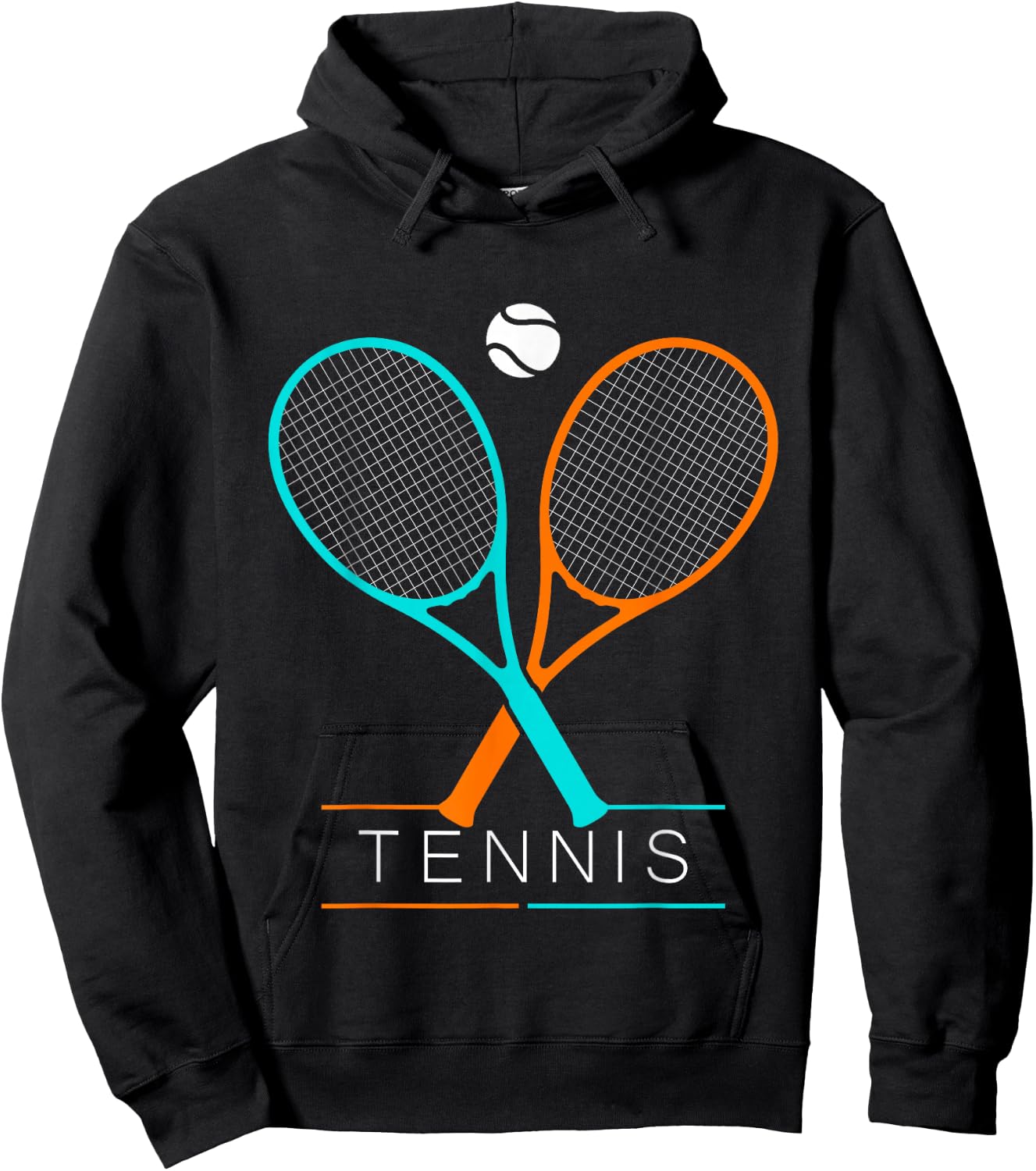 Tennis Women Men Children Tennis Racket & Ball Hoodie - Hoodie | Black